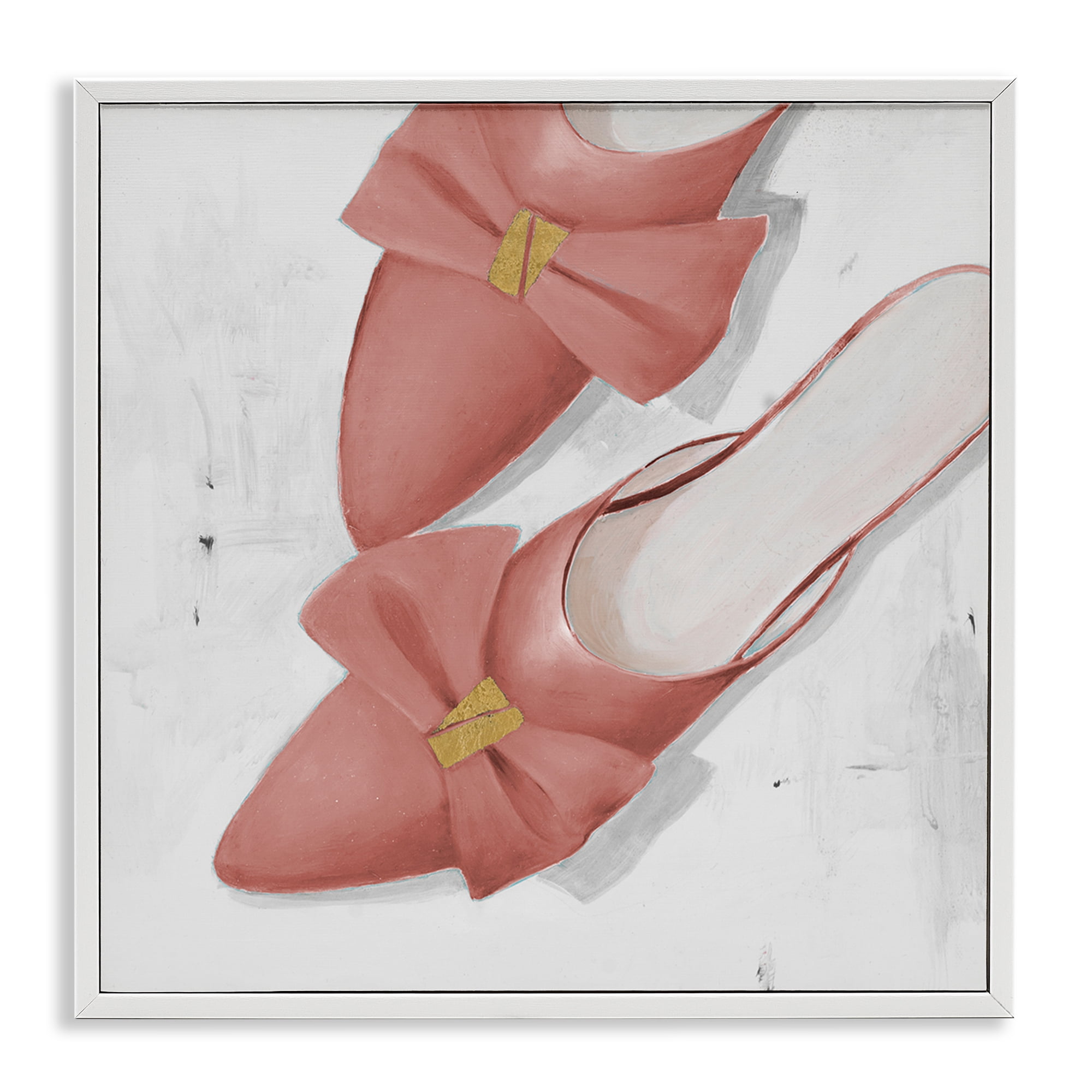 Stupell Industries Pink Kitten Heels Fashion Painting White Framed Art Print Wall Art, 12 x 12