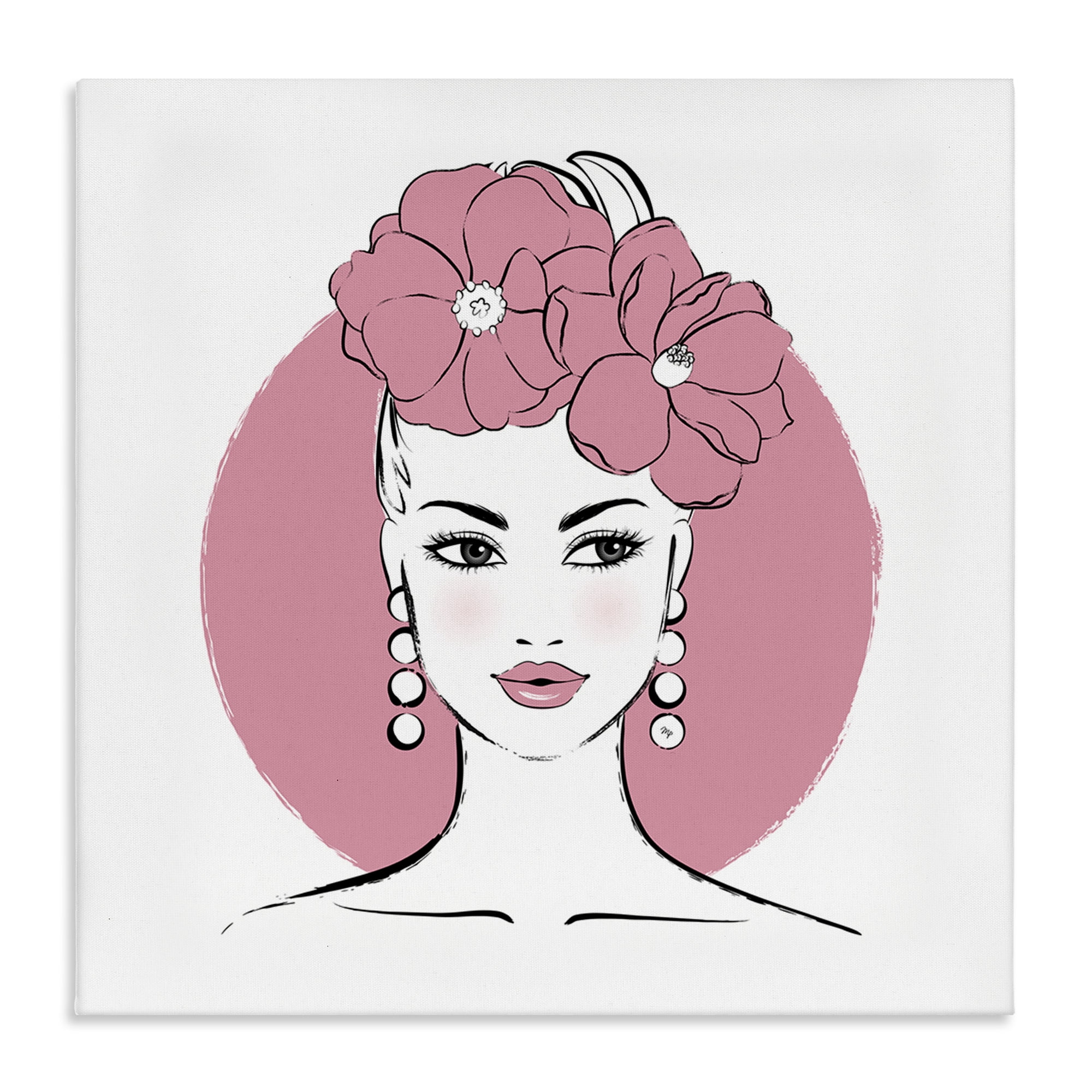 Stupell Industries Pink Lady Portrait Novelty Painting Gallery Wrapped Canvas Art Print Wall Art, 36 x 36