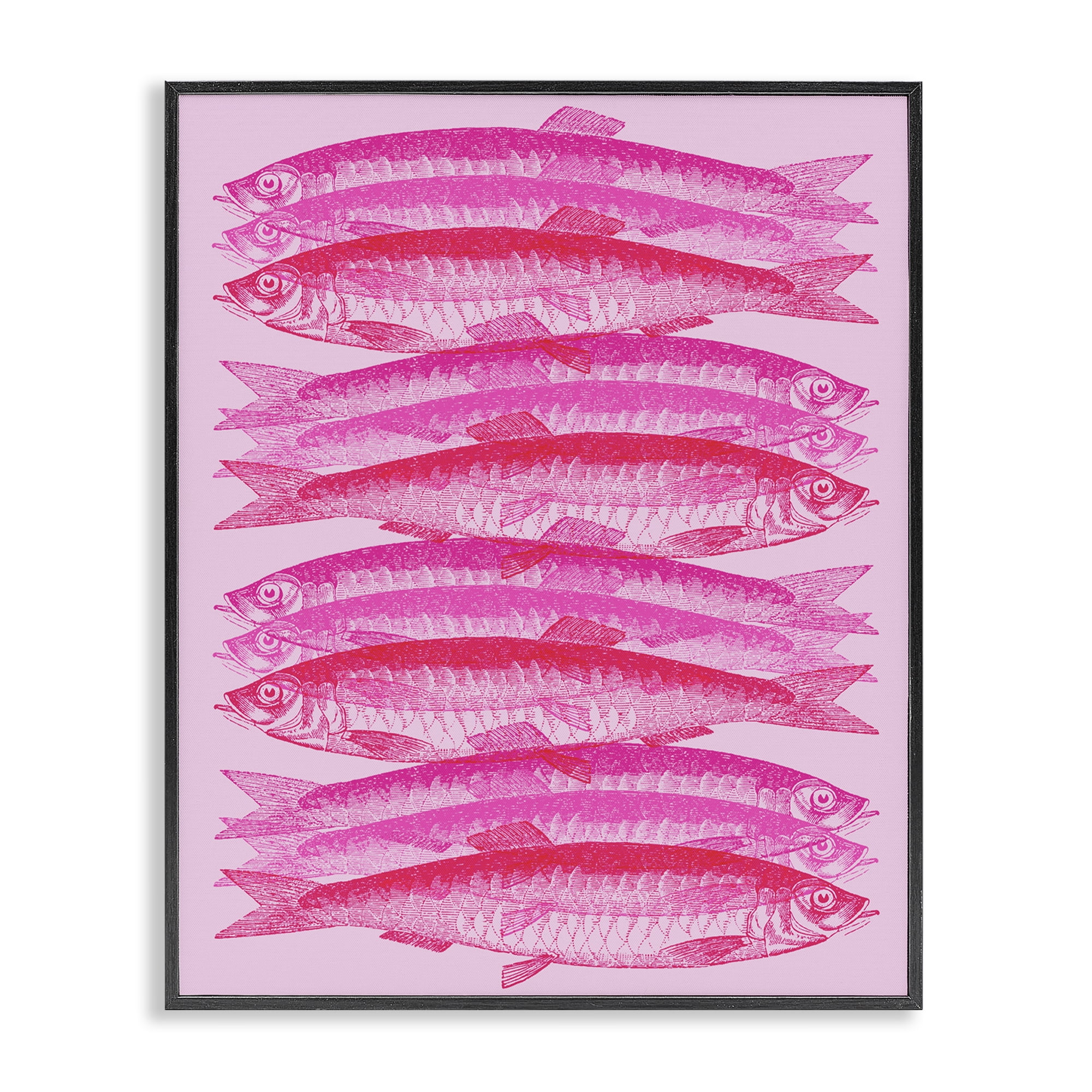 Stupell Industries Pink Layered Fish Animals & Insects Painting Black Framed Art Print Wall Art, 24 x 30