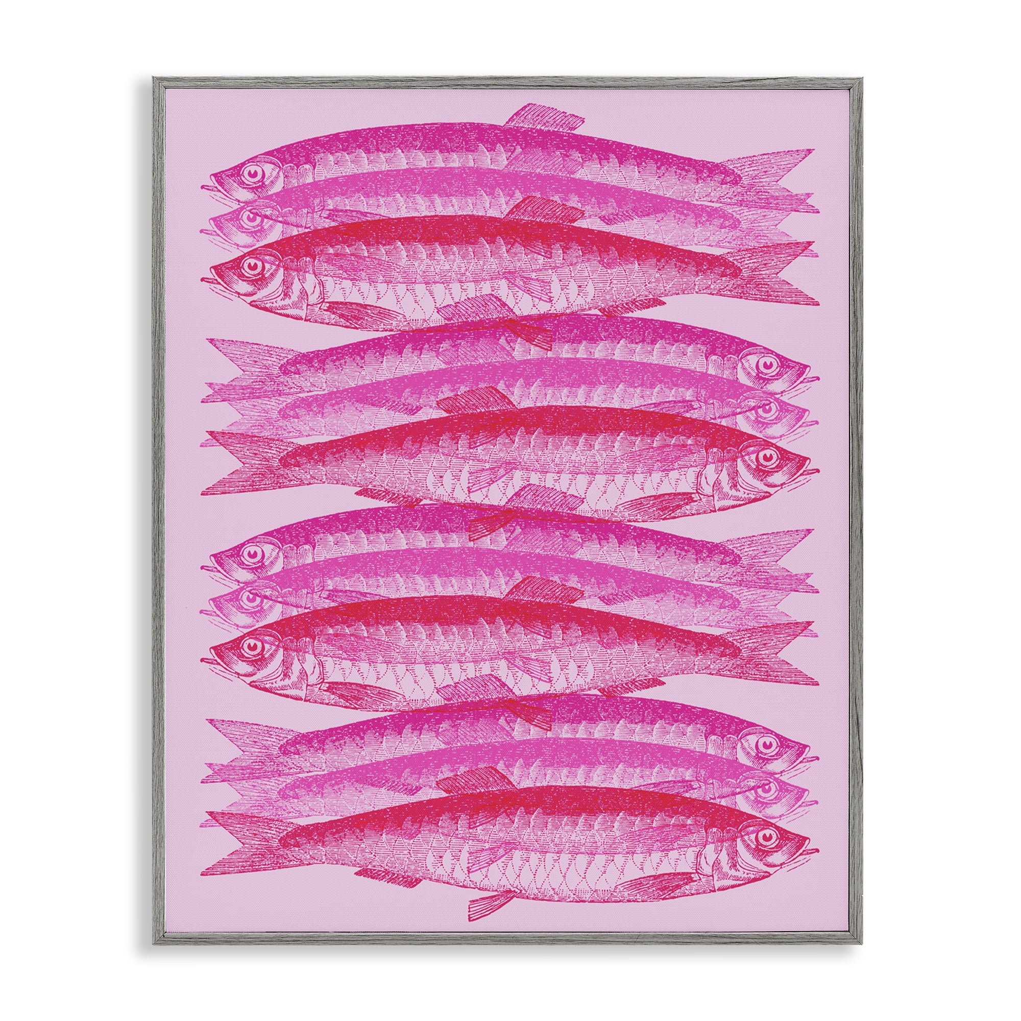 Stupell Industries Pink Layered Fish Animals & Insects Painting Gray Framed Art Print Wall Art, 24 x 30