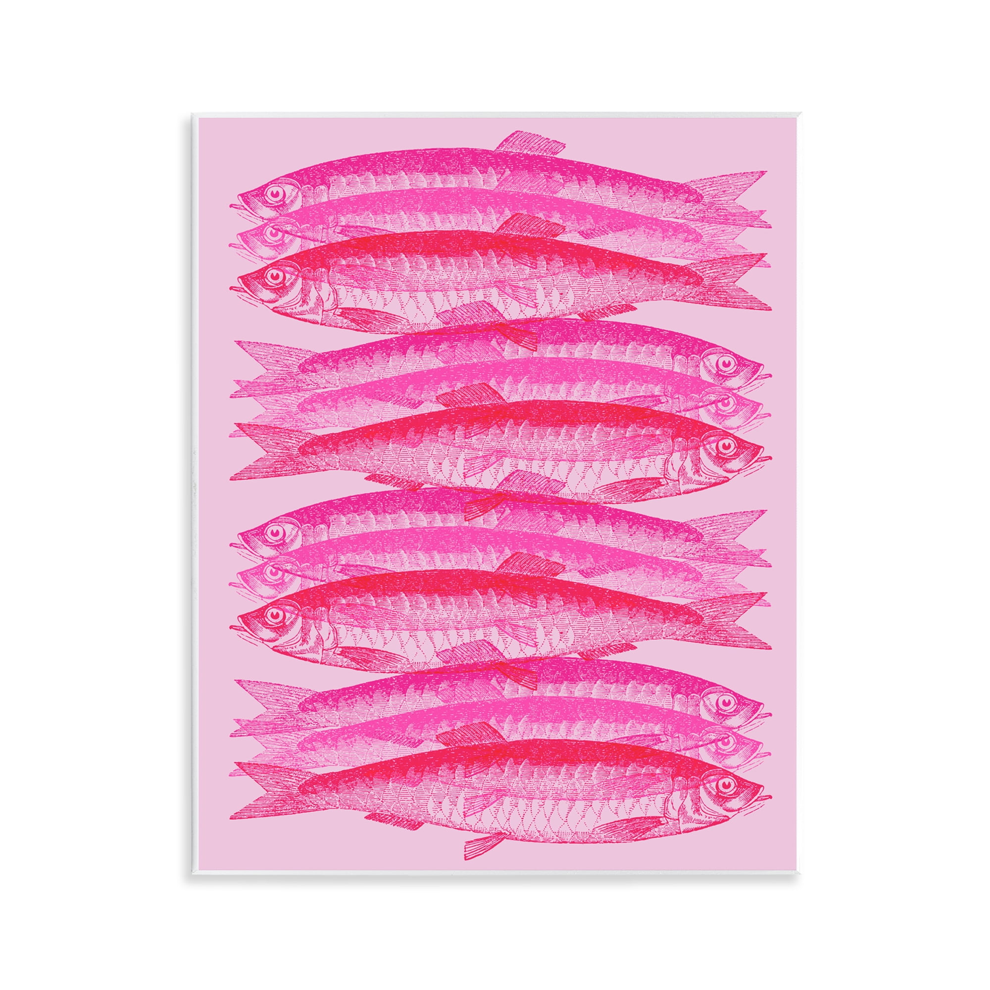 Pink Layered Fish Art Print on MDF Wood, 11 x 14