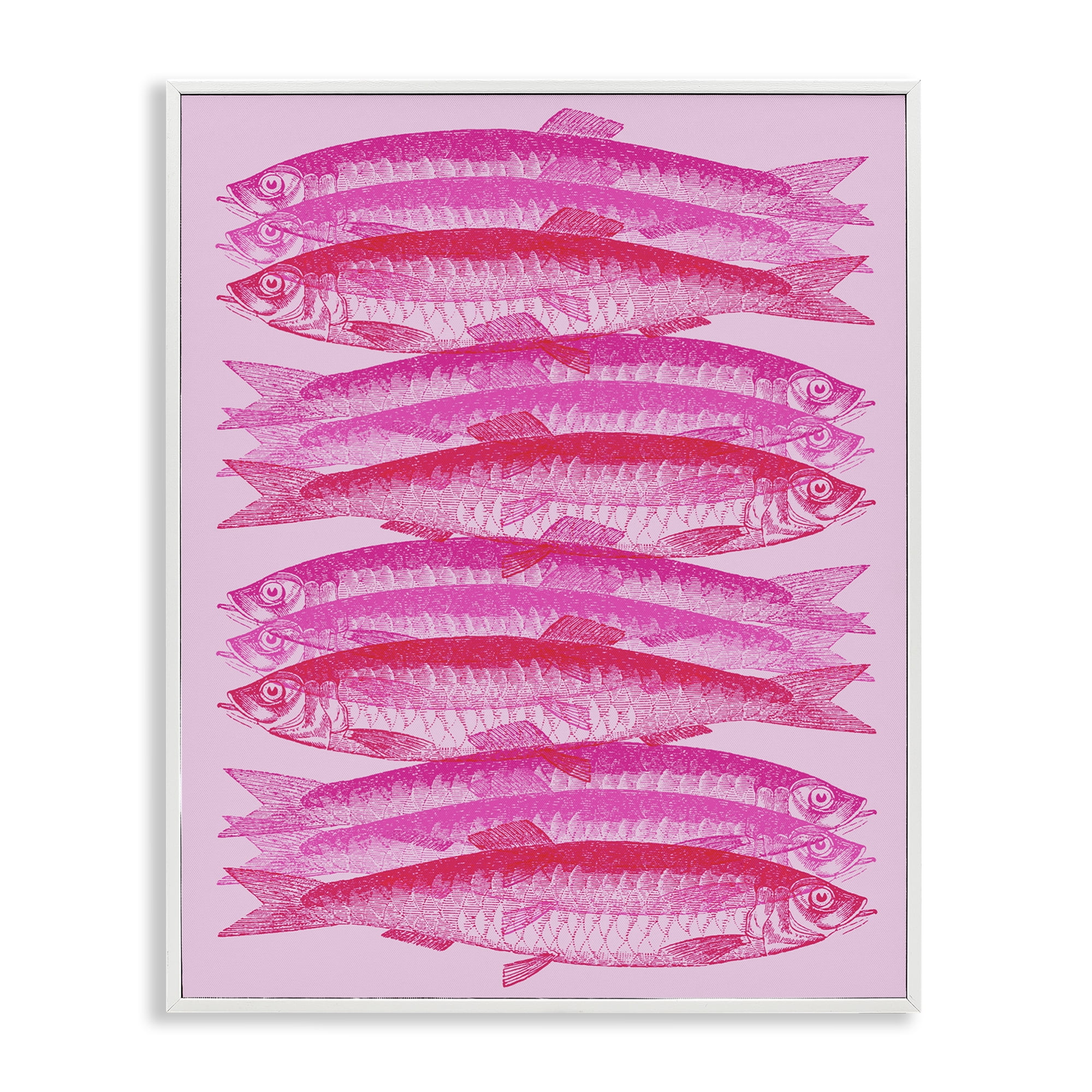Stupell Industries Pink Layered Fish Animals & Insects Painting White Framed Art Print Wall Art, 11 x 14