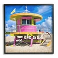 thumbnail image 1 of Stupell Industries Pink Lifeguard Hut Nature Painting Black Framed Art Print Wall Art, 17 x 17, 1 of 9