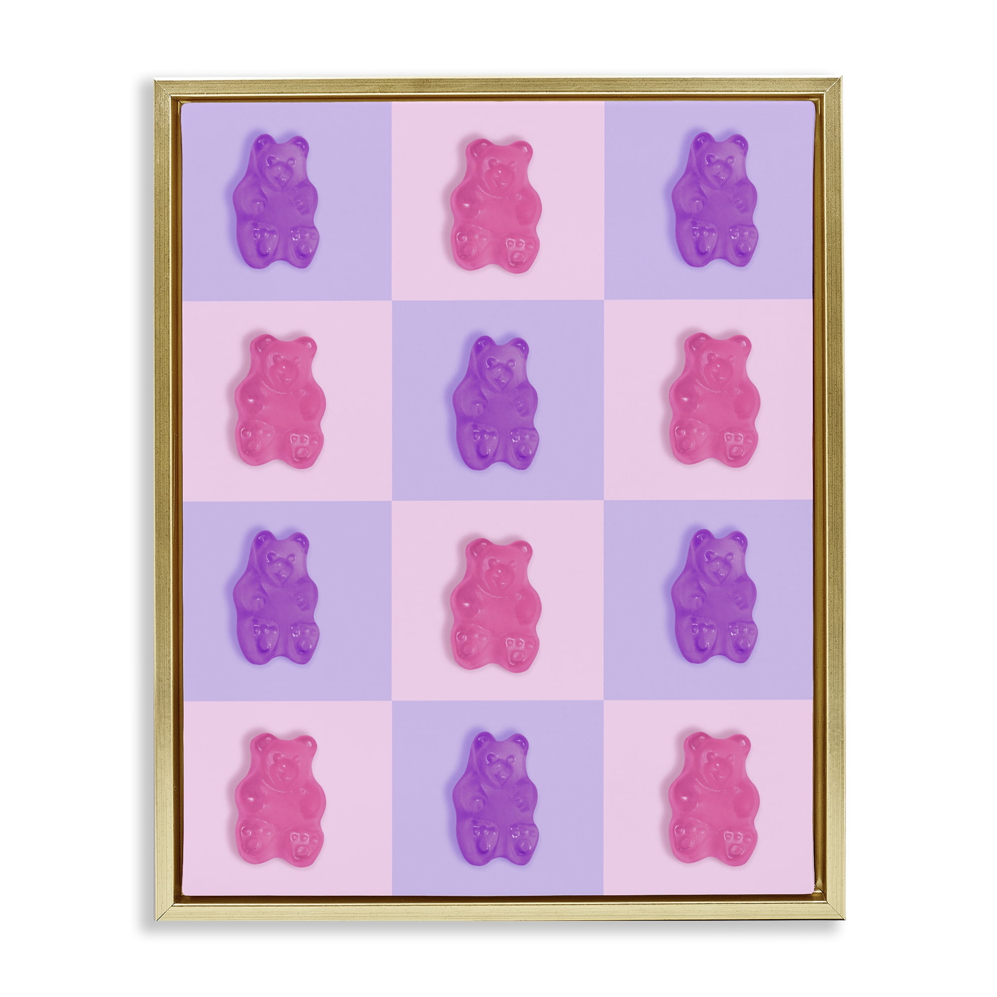 Stupell Industries Pink & Lilac Candy Bears Gold Framed Floater Canvas Wall Art, design by LISH Creative