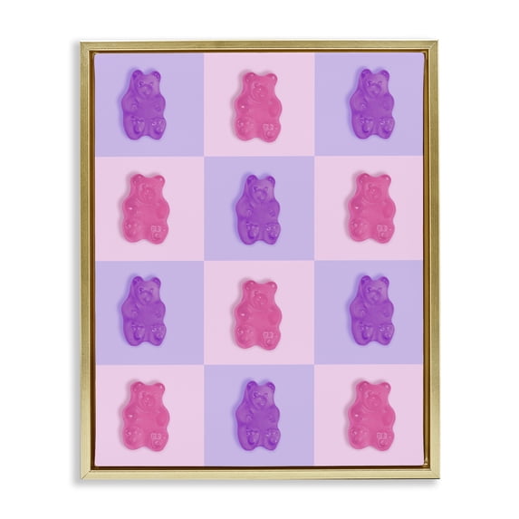 Stupell Industries Contemporary Pink & Lilac Candy Bears Gold Floating Frame Canvas Art, 25 x 31, by LISH Creative