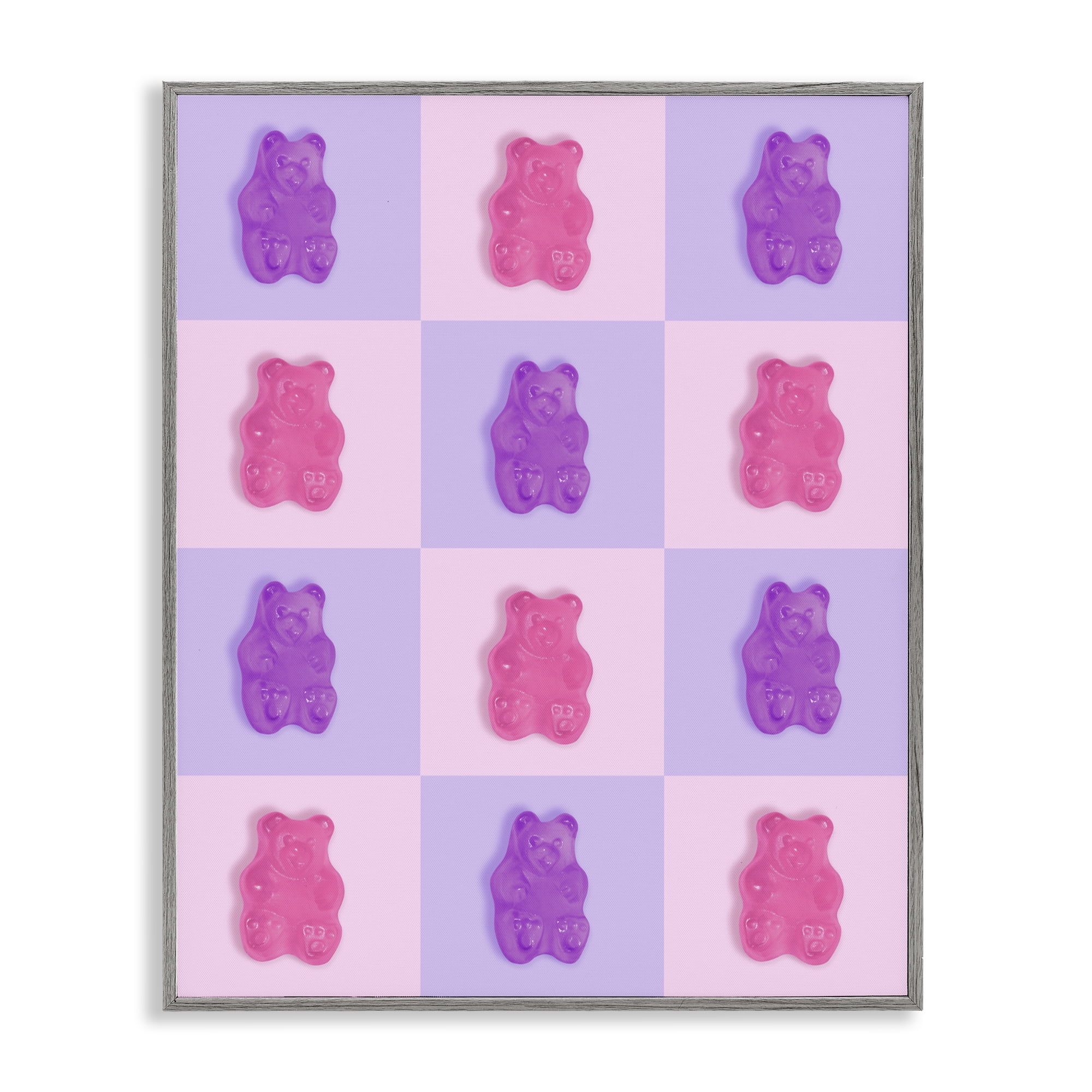 Stupell Industries Pink & Lilac Candy Bears Gray Framed Giclee Art, design by LISH Creative