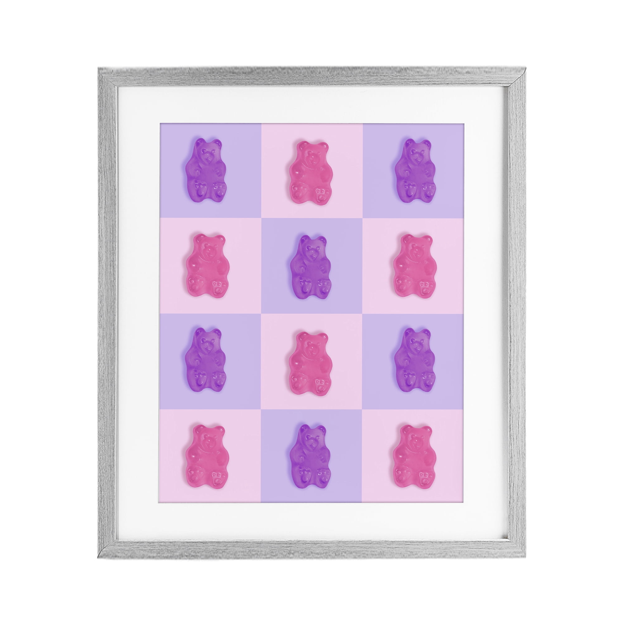 Stupell Industries Pink & Lilac Candy Bears Gray Framed Print Under Glass, design by LISH Creative