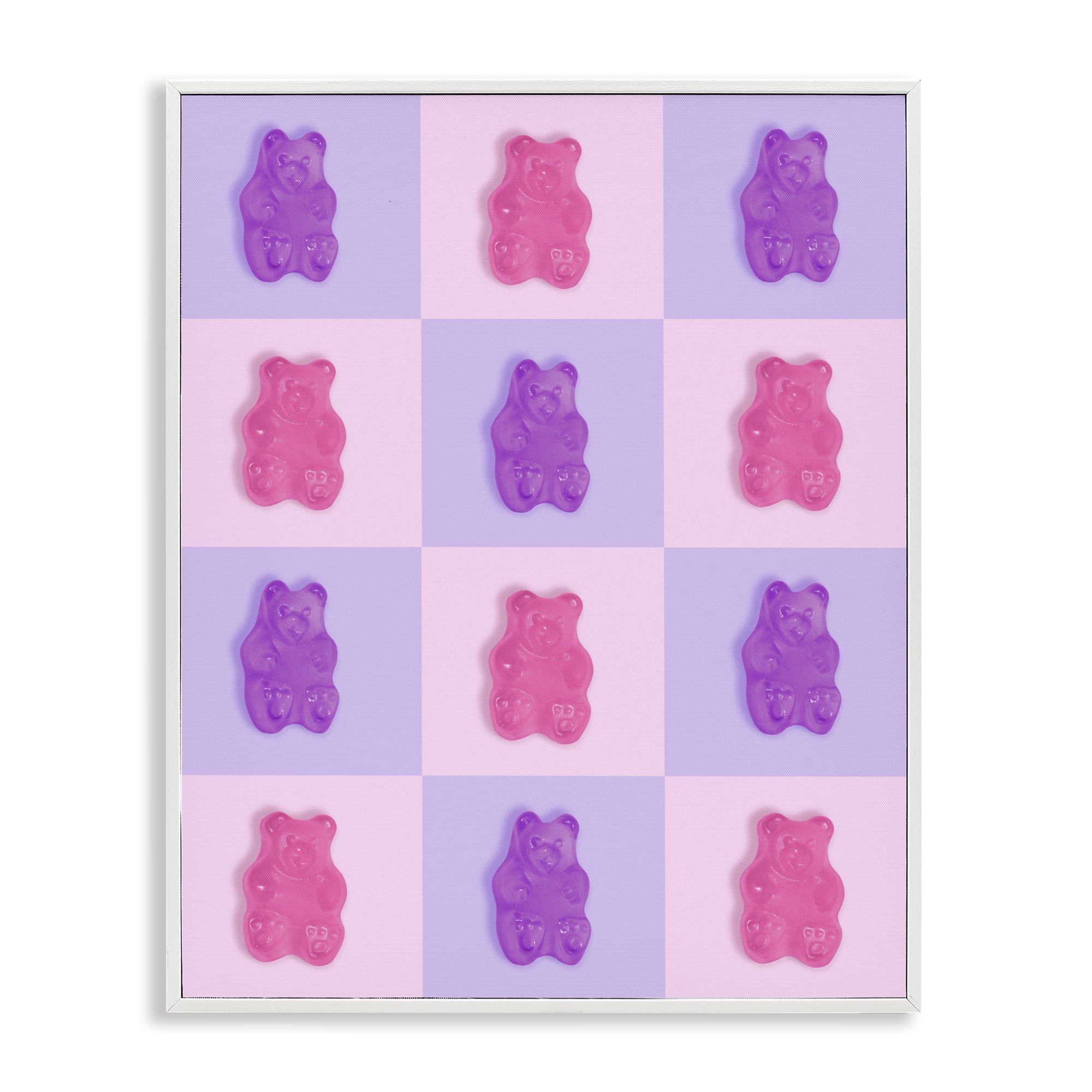 Stupell Industries Pink & Lilac Candy Bears White Framed Giclee Art, design by LISH Creative