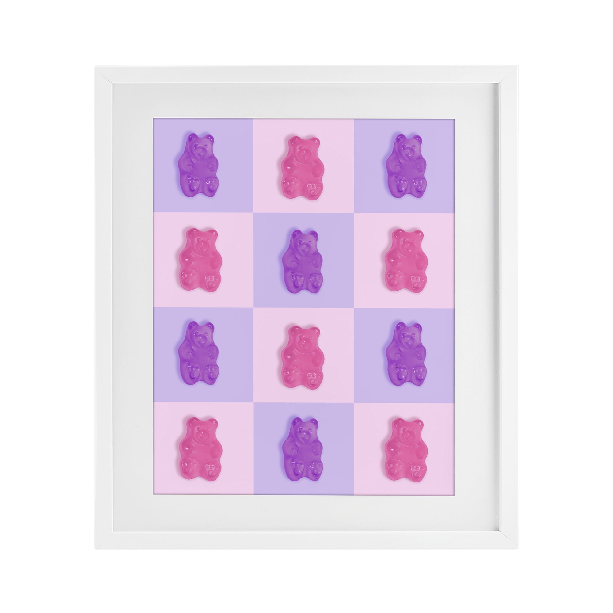 Stupell Industries Pink & Lilac Candy Bears White Framed Print Under Glass, design by LISH Creative