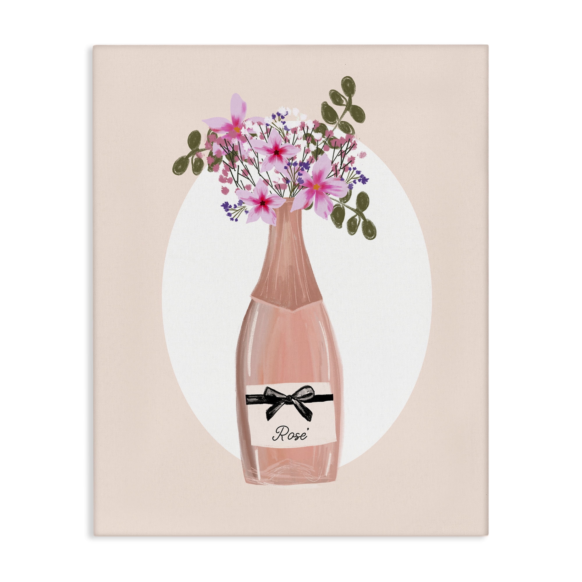 Stupell Industries Pink Lilies Champagne Food & Beverage Painting Gallery Wrapped Canvas Art Print Wall Art, 24 x 30