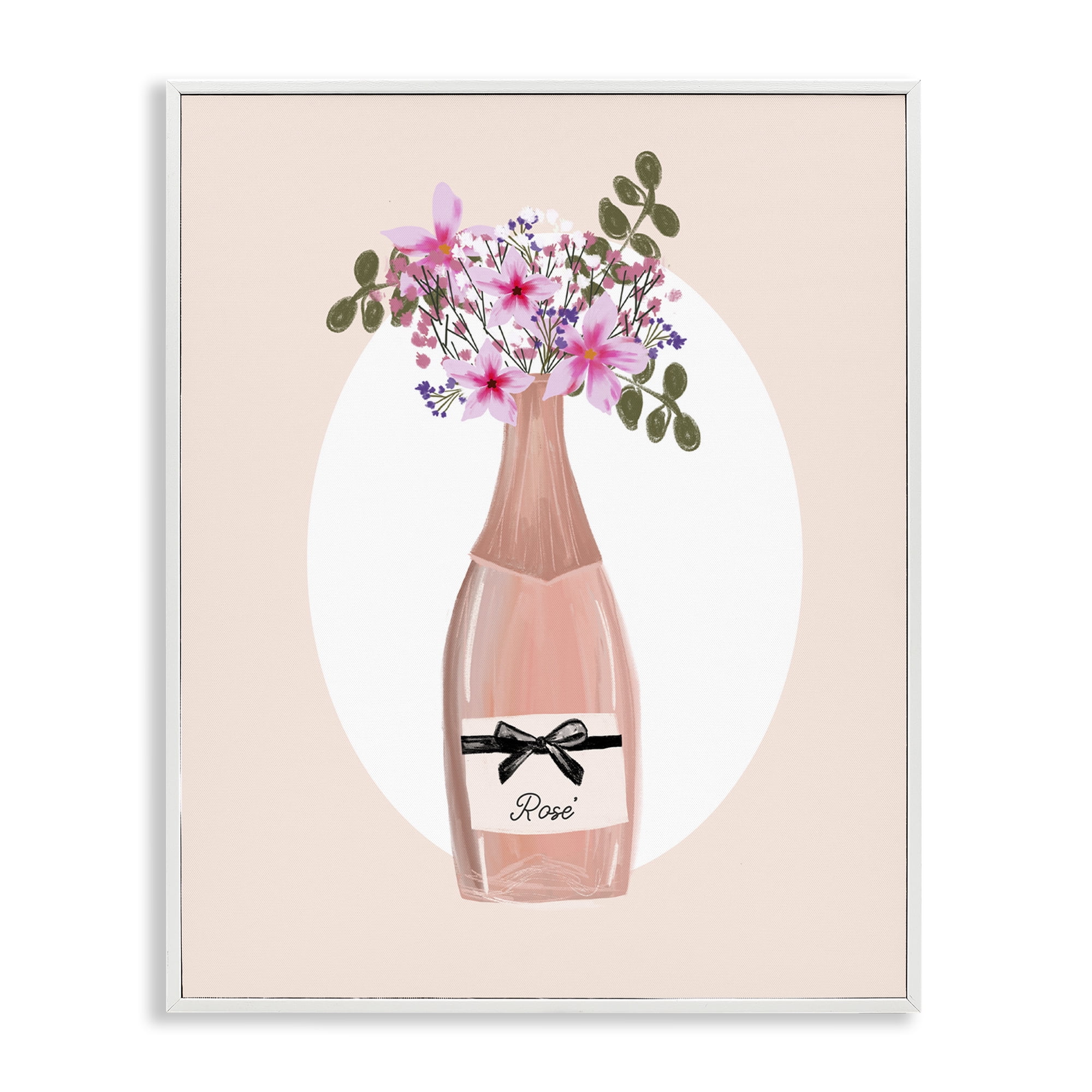 Stupell Industries Pink Lilies Champagne Food & Beverage Painting White Framed Art Print Wall Art, 24 x 30