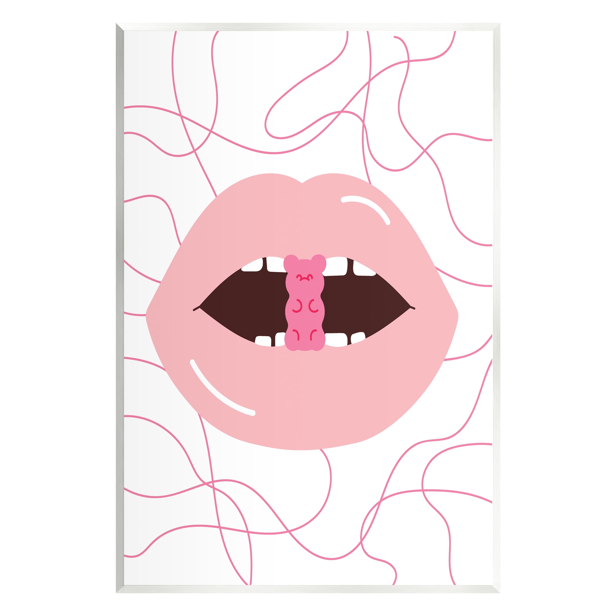 Stupell Industries Pink Lips & Gummy Candy Food & Beverage Painting Unframed Art Print Wall Art, 10 x 15