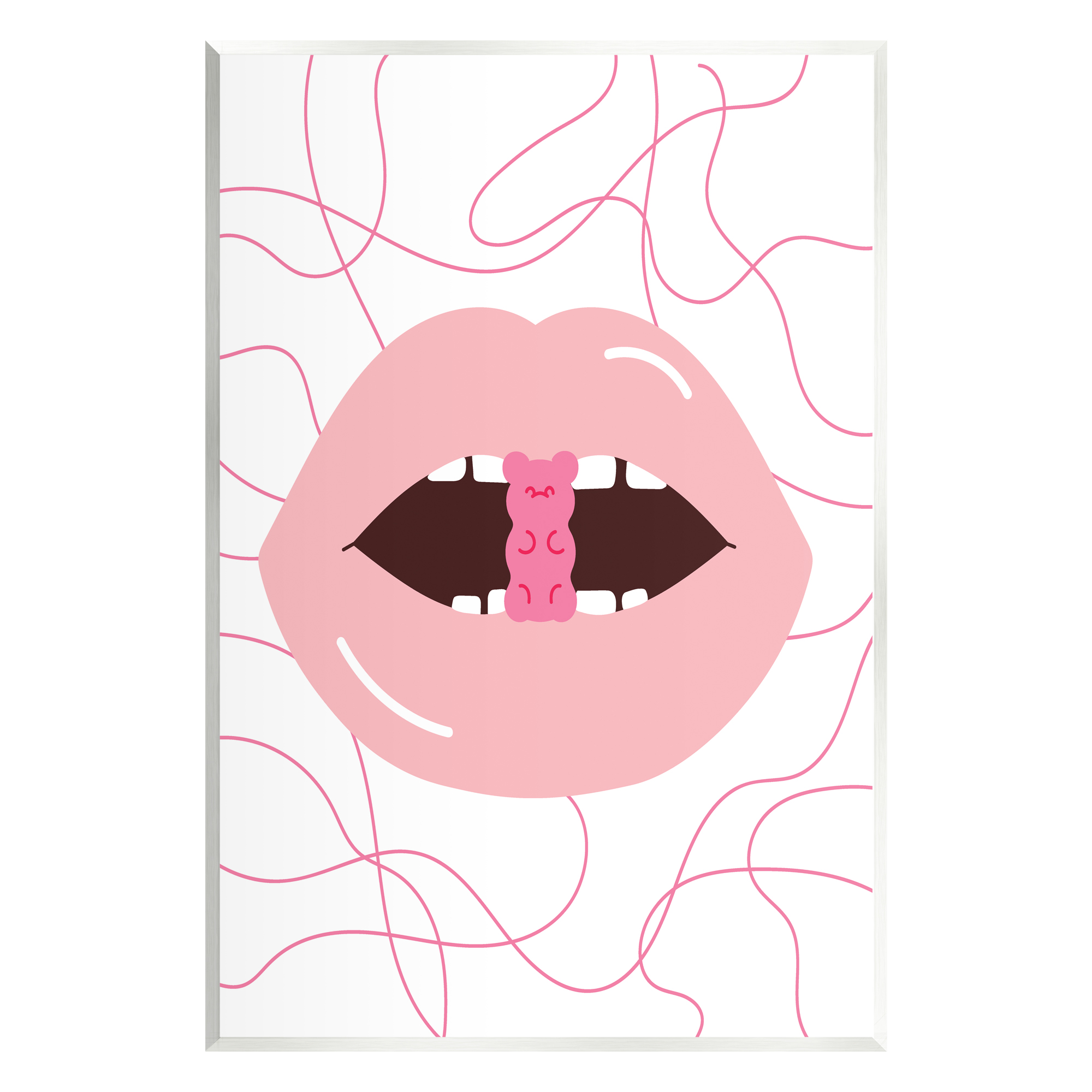 Stupell Industries Pink Lips & Gummy Candy Food & Beverage Painting Unframed Art Print Wall Art, 13 x 19