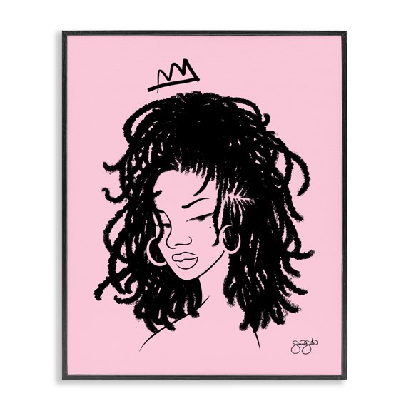 Stupell Industries Pink Liz Portrait Black Framed Giclee Art design by Sierra Siler, 14 x 11