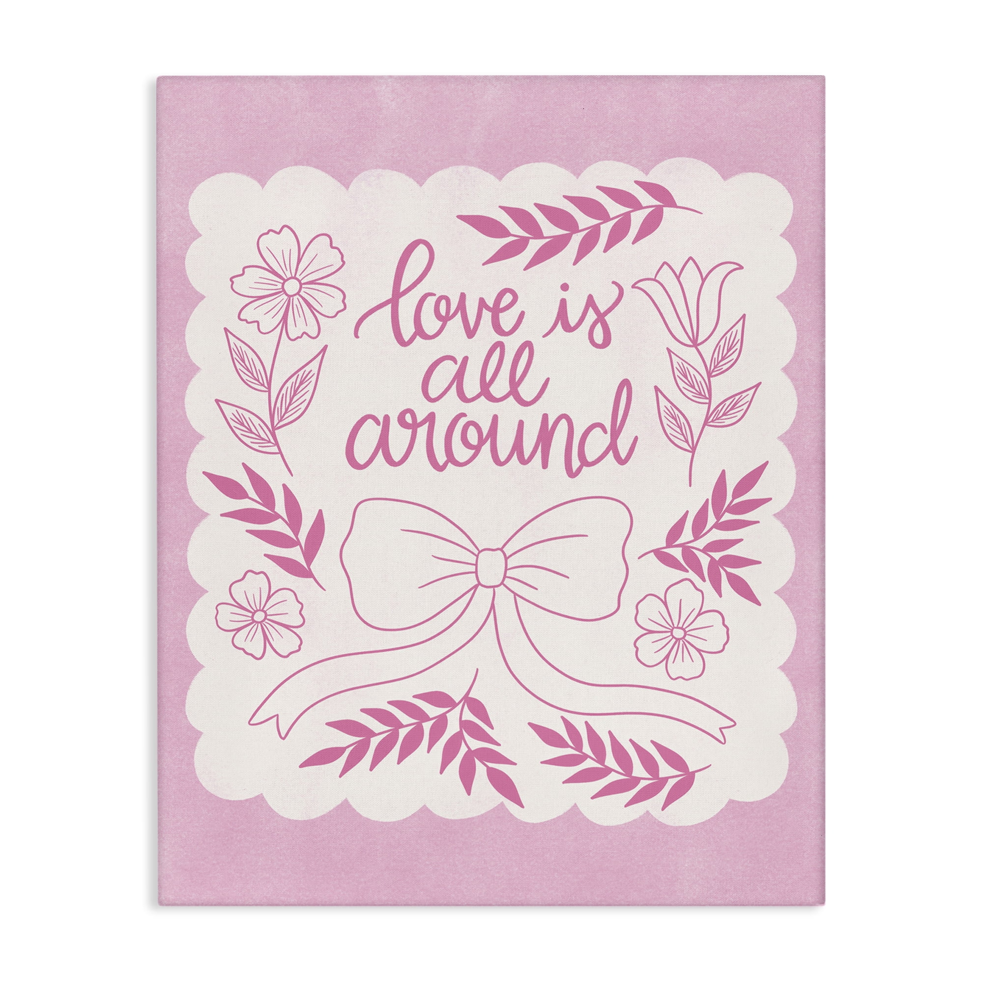 Stupell Industries Pink Love All Around Plants & Flowers Painting Wrapped Canvas Art Print Wall Art, 16 x 20