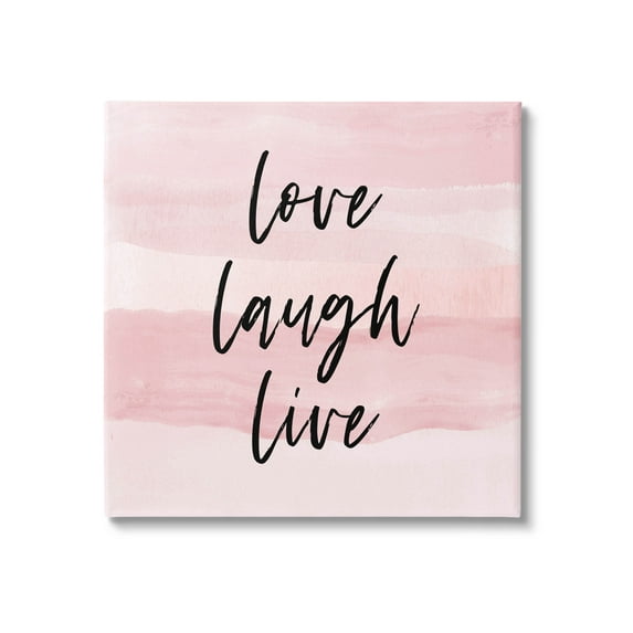 Stupell Industries Pink Love Laugh Live Phrase Graphic Art Gallery Wrapped Canvas Print Wall Art, Design by Martina Pavlova