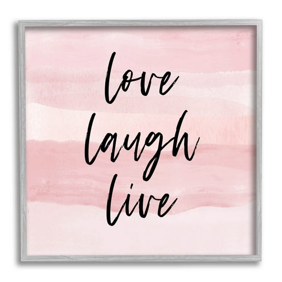 Stupell Industries Pink Love Laugh Live Phrase Graphic Art Gray Framed Art Print Wall Art, Design by Martina Pavlova
