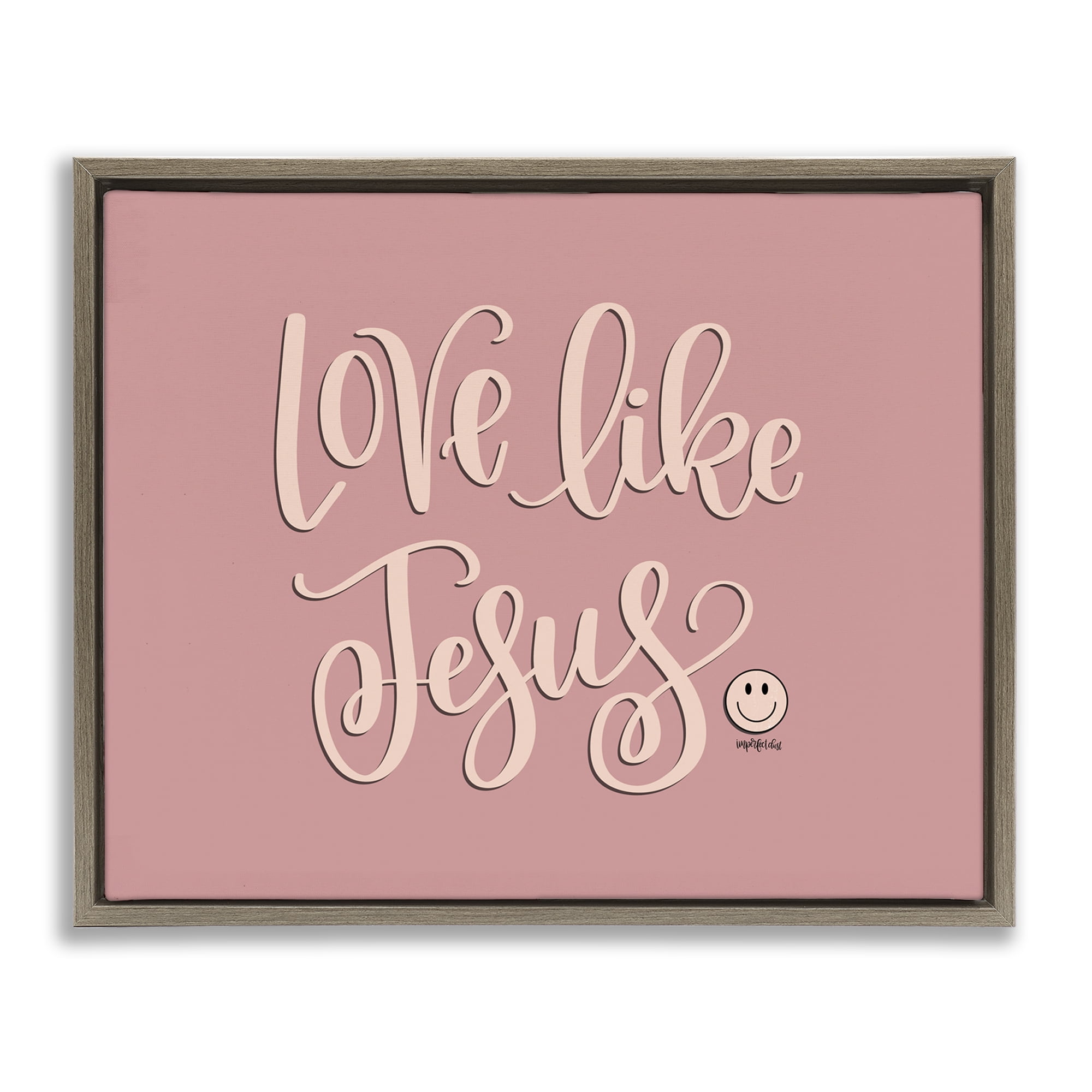 Stupell Industries Pink Love Like Jesus Religious & Spiritual Painting Brown Floater Framed Canvas Art Print Wall Art, 31 x 25