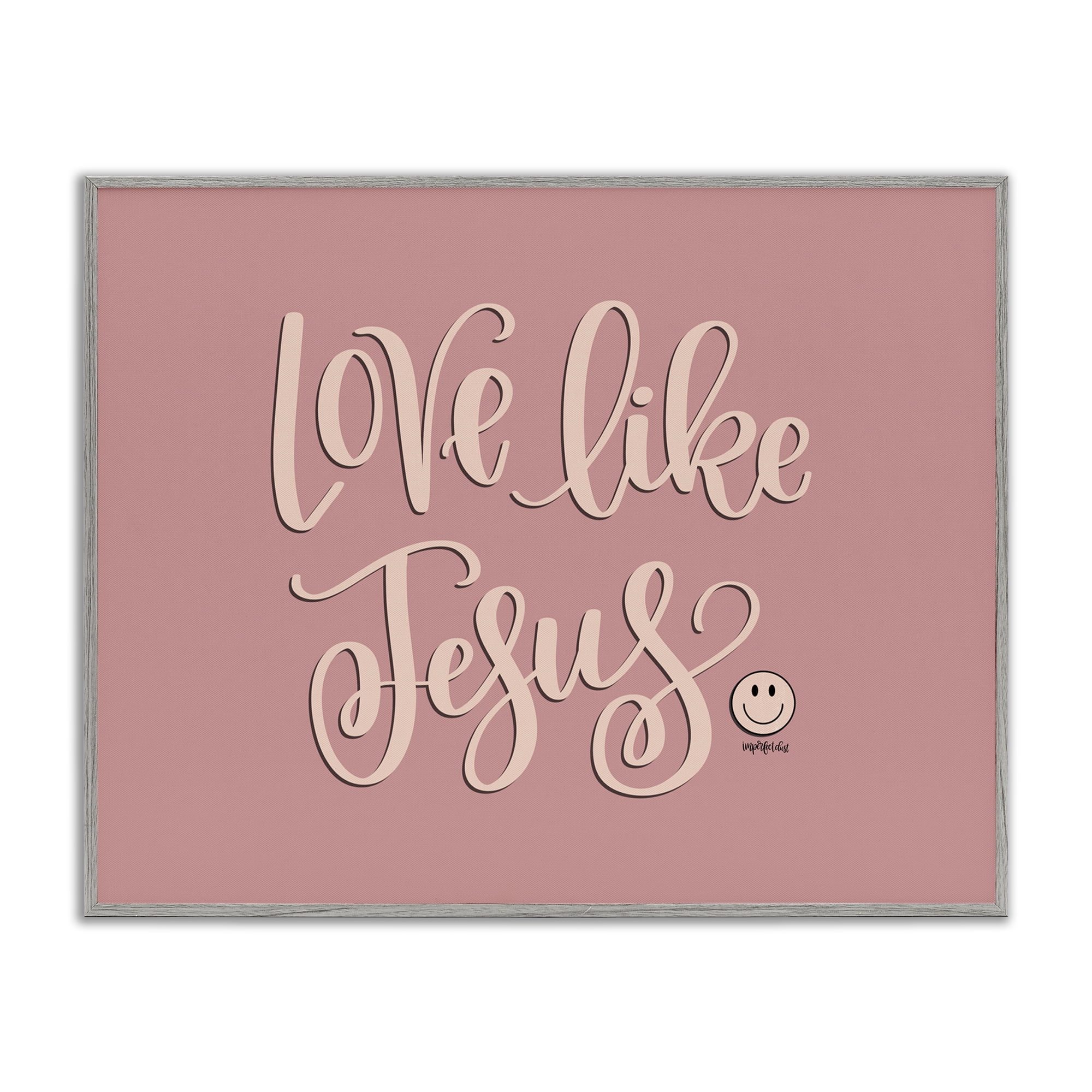 Stupell Industries Pink Love Like Jesus Religious & Spiritual Painting Gray Framed Art Print Wall Art, 14 x 11