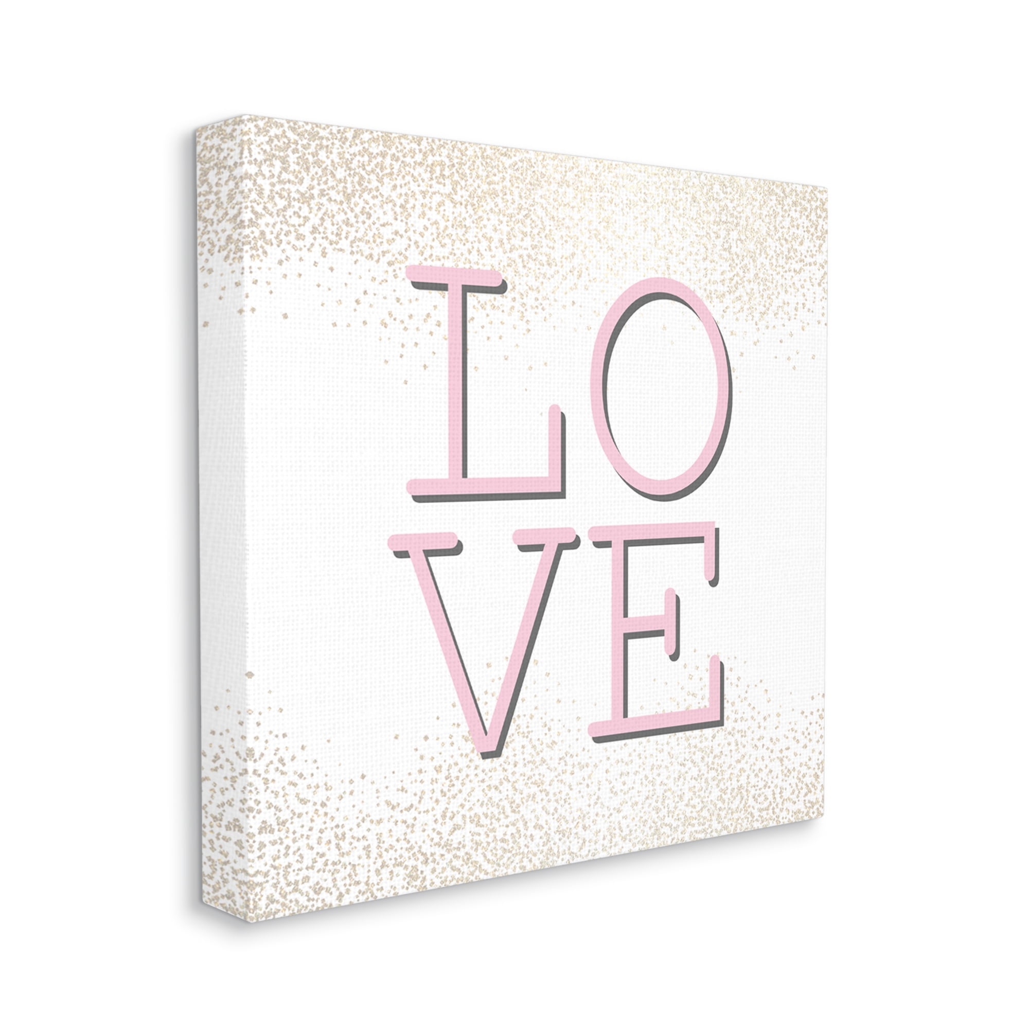 Stupell Industries Pink Love Text Glam Abstract Sparkle Canvas Wall Art by Kim Allen