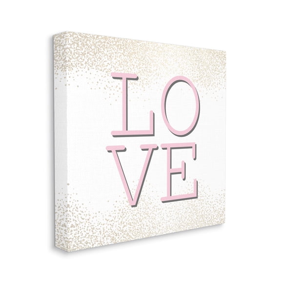 Stupell Industries Pink Love Text Glam Abstract Sparkle Canvas Wall Art by Kim Allen