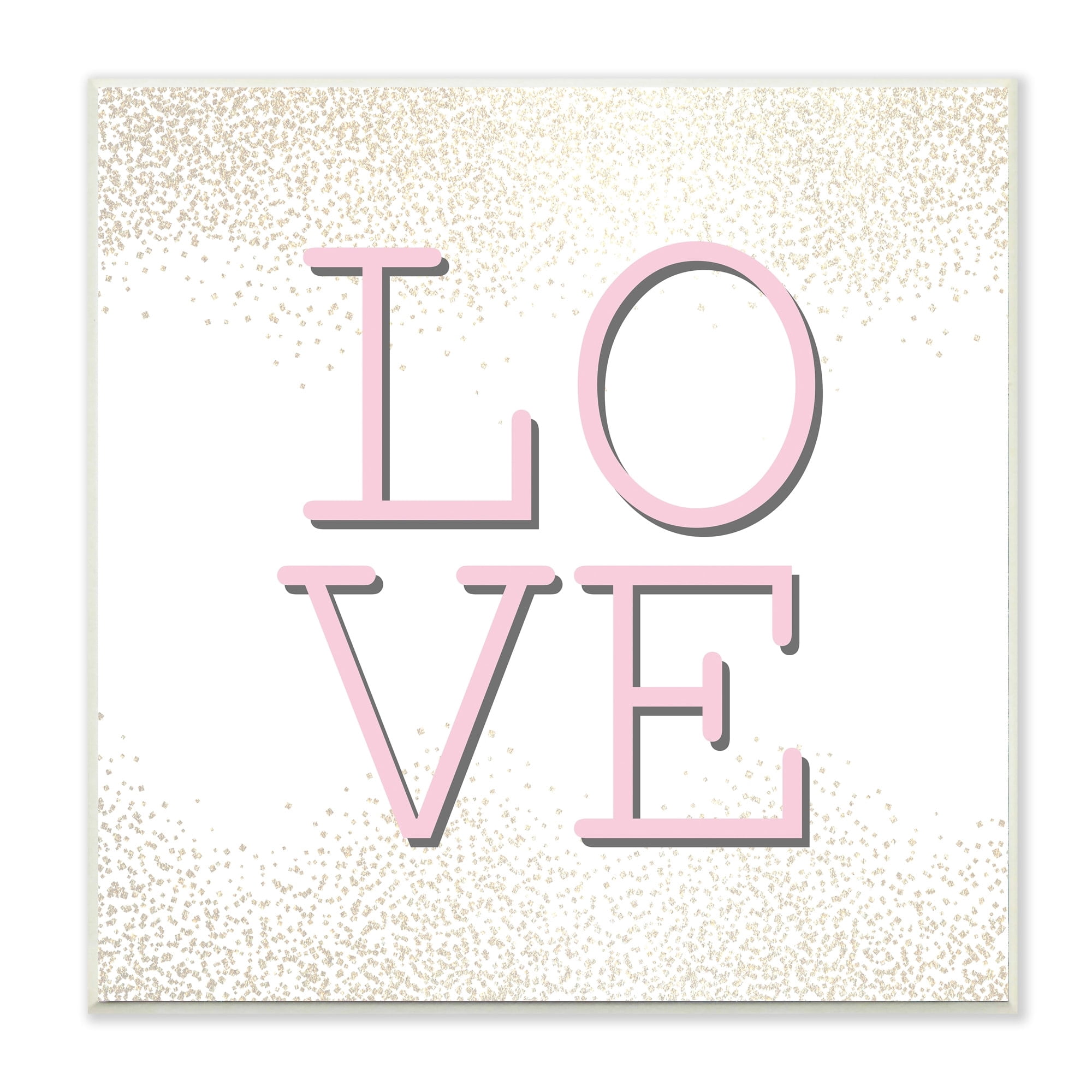 Stupell Industries Pink Love Text Glam Abstract Sparkle Wall Plaque by Kim Allen