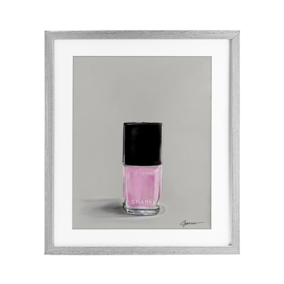 Stupell Industries Pink Luxury Nail Polish Gray Framed Print Under Glass, design by Mary Sparrow