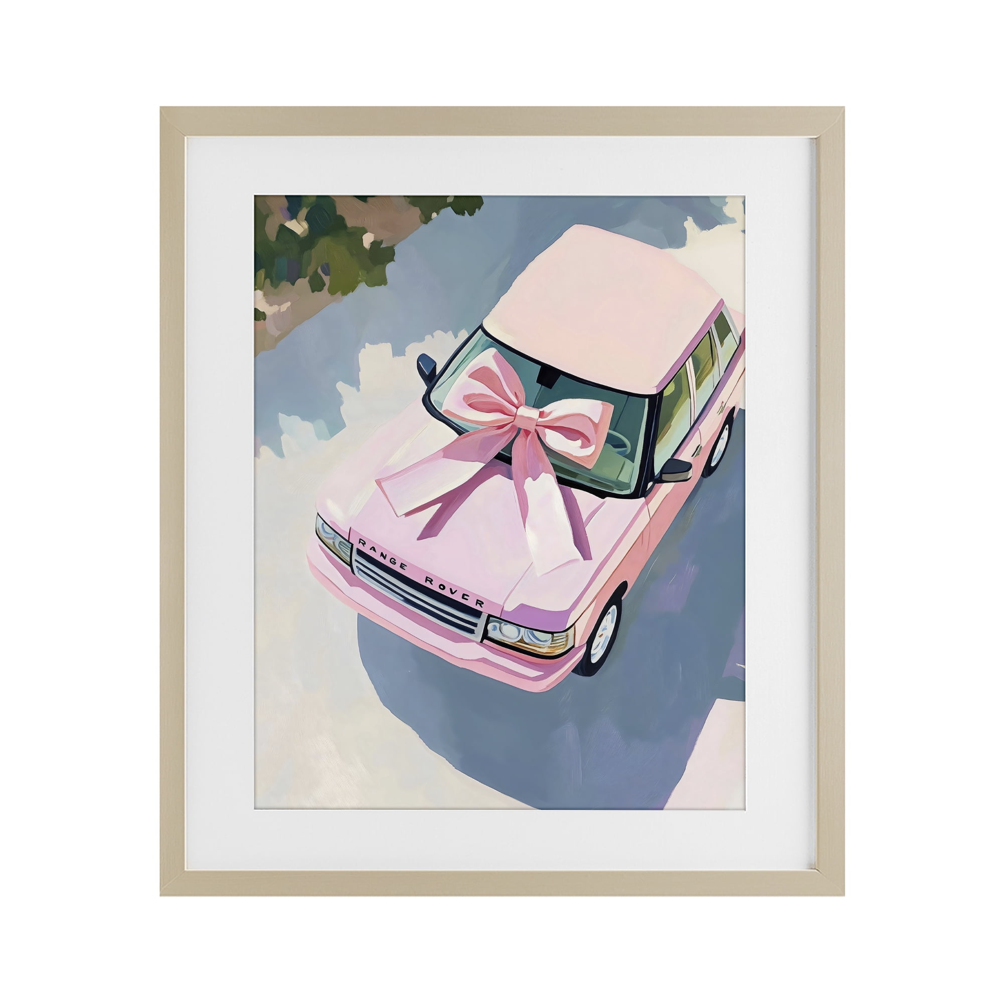 Stupell Industries Pink Luxury Rover with Ribbon Birch Framed Print Under Glass, design by The Prints Vibe