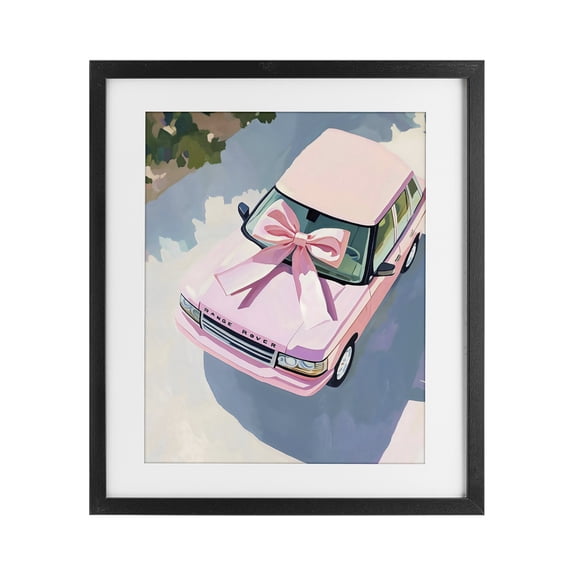 Stupell Industries Modern Pink Luxury Rover with Ribbon Black Framed Print Under Glass, 13 x 16, by The Prints Vibe