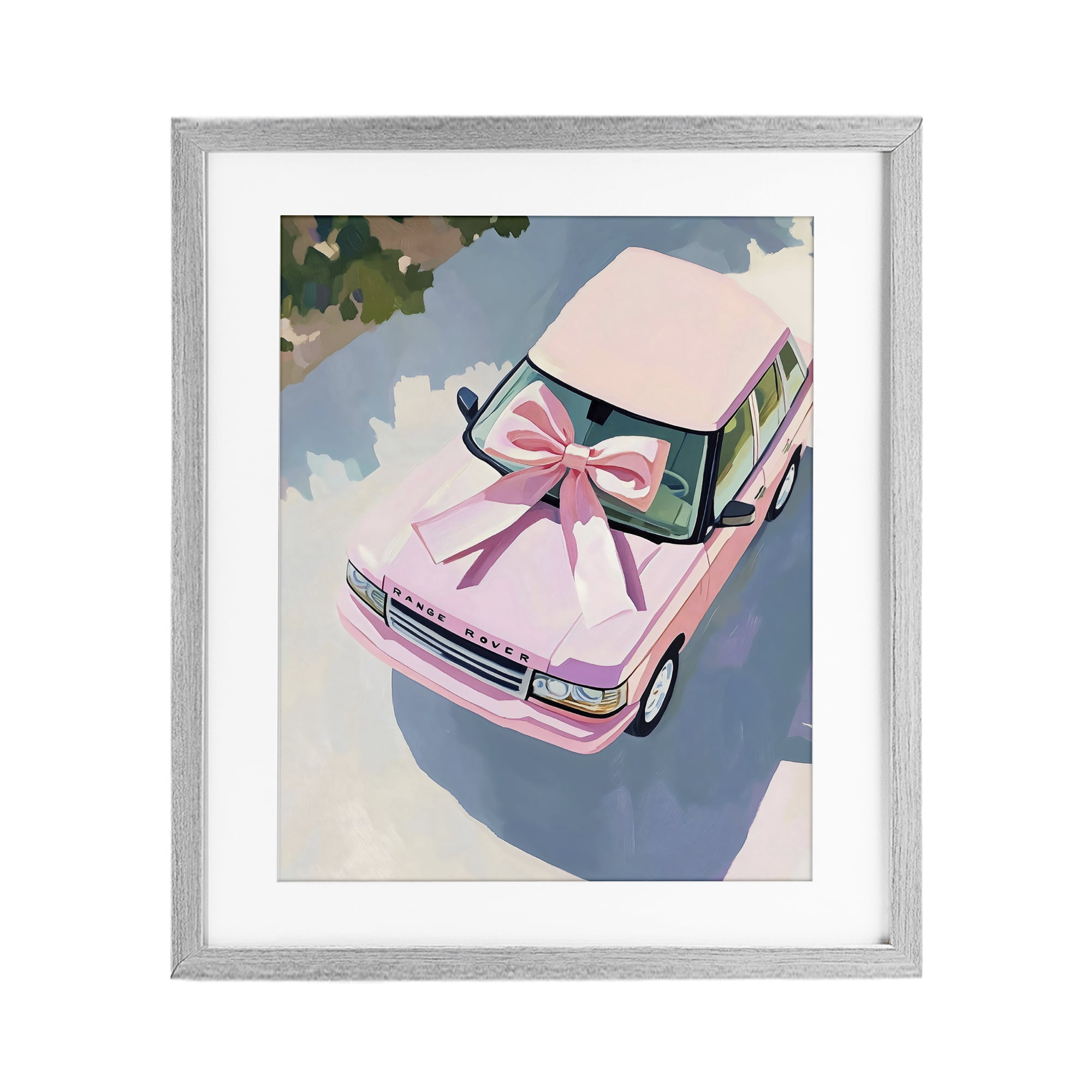 Stupell Industries Pink Luxury Rover with Ribbon Gray Framed Print Under Glass, design by The Prints Vibe