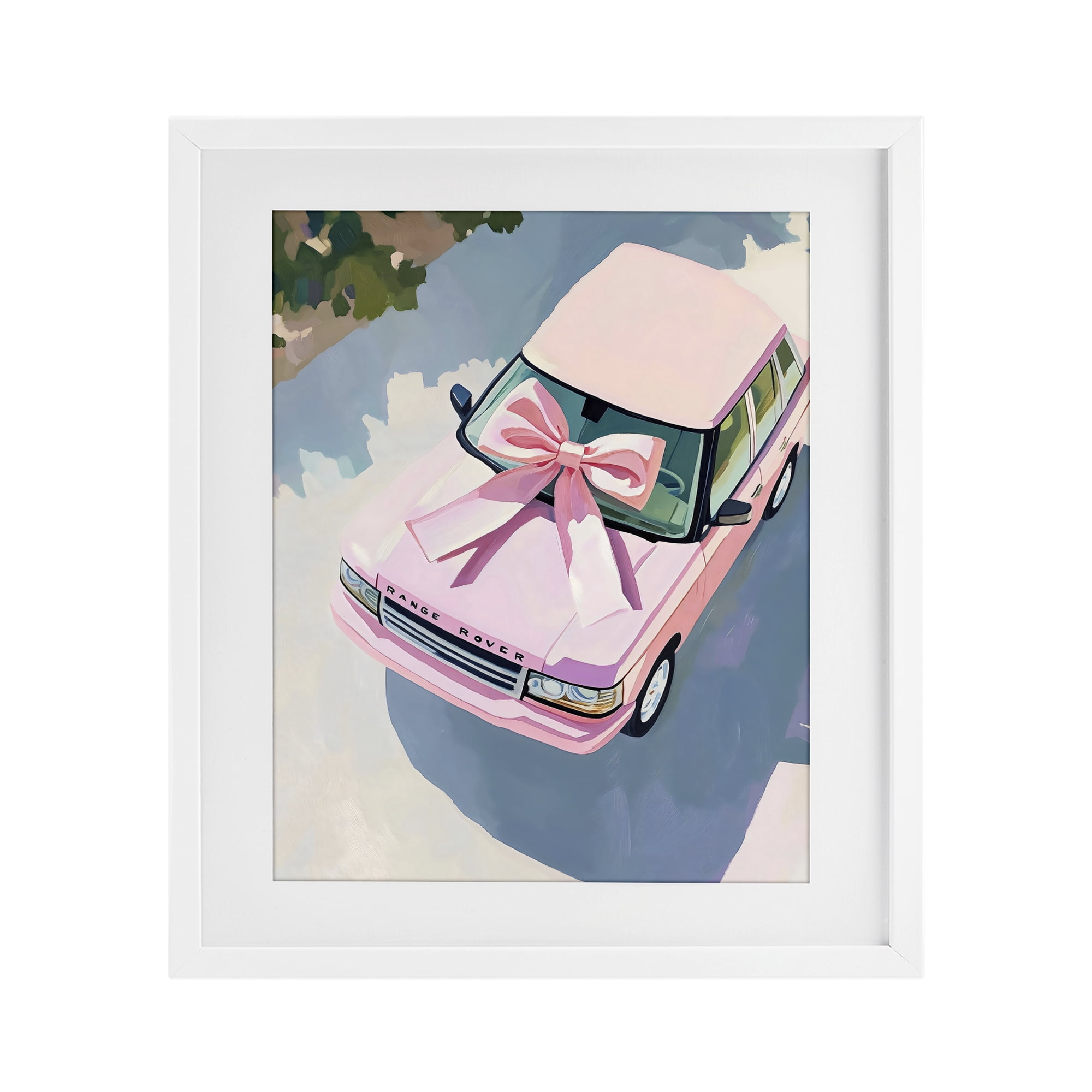 Stupell Industries Pink Luxury Rover with Ribbon White Framed Print Under Glass, design by The Prints Vibe