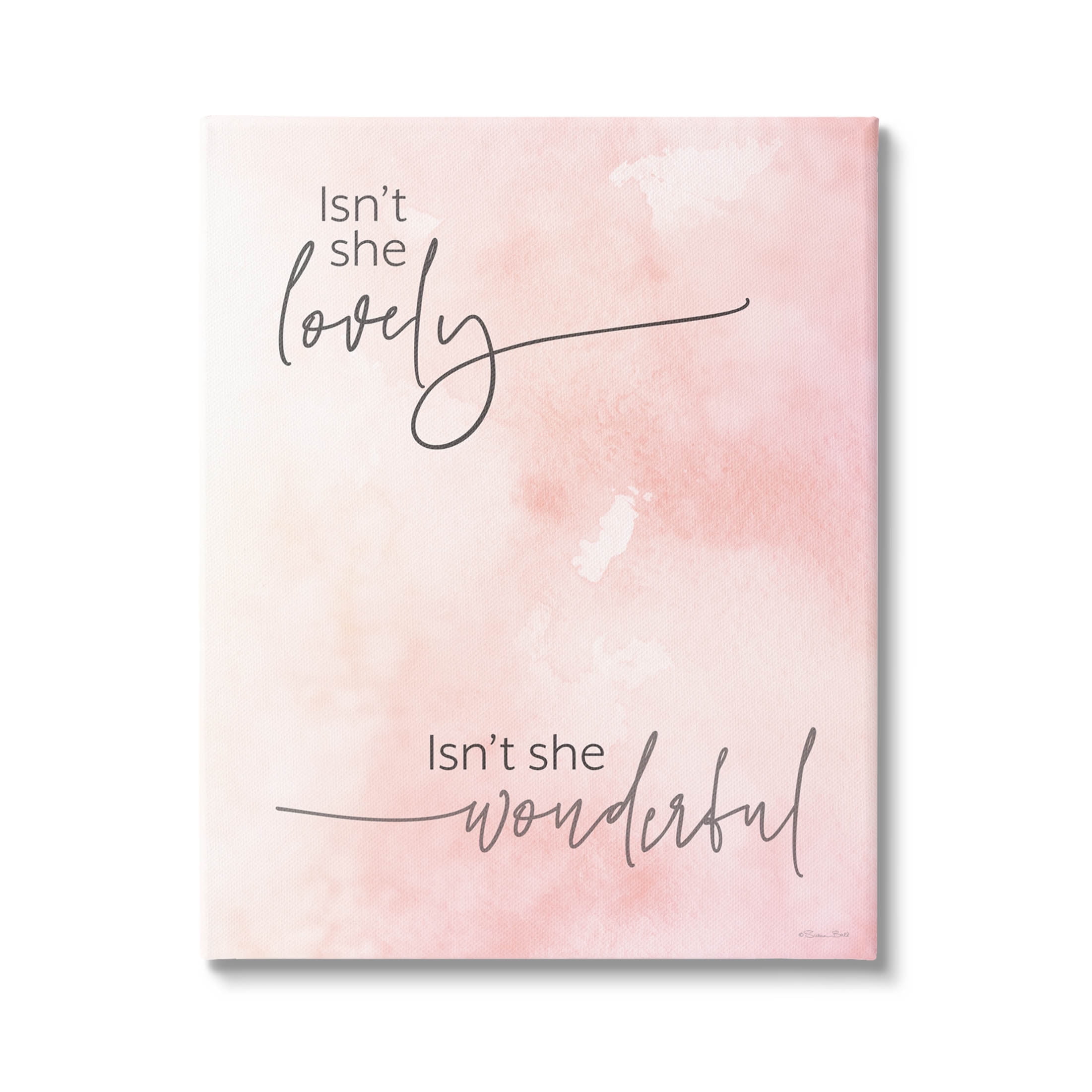 Stupell Industries Pink Lyrics Calligraphy Graphic Art Gallery Wrapped Canvas Print Wall Art, Design by Susan Ball