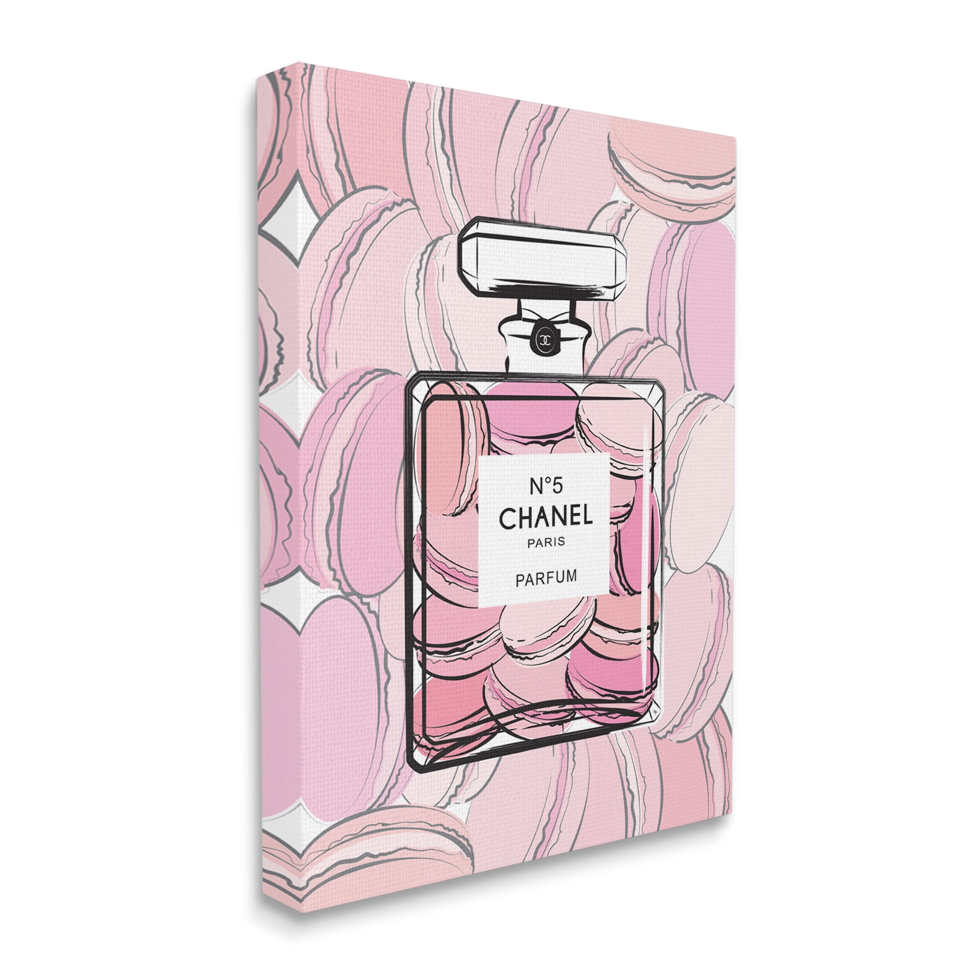 Stupell Industries Pink Macaron Dessert Perfume Fashion Bottle Food & Beverage Painting Gallery Wrapped Canvas Art Print Wall Art, 16 x 20