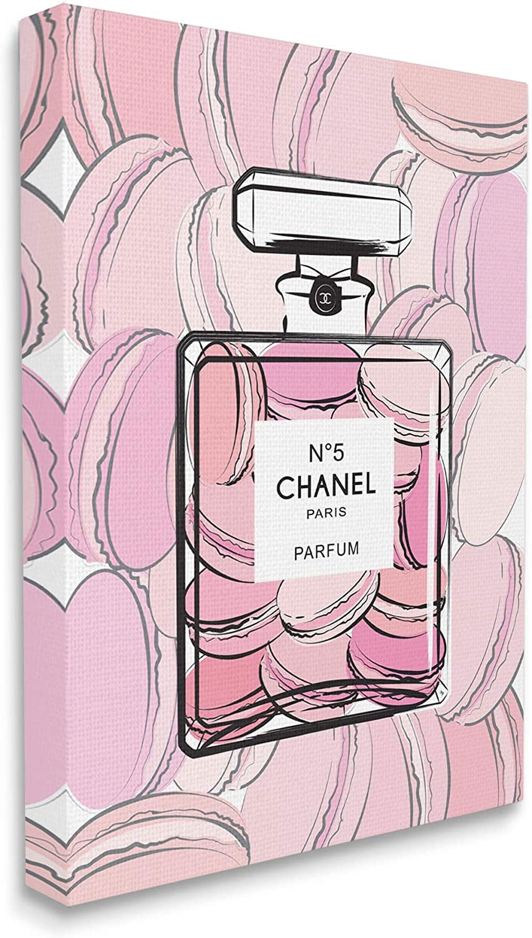 Stupell Industries Pink Macaron Dessert Perfume Fashion Bottle Food & Beverage Painting Gallery Wrapped Canvas Art Print Wall Art, 30 x 40