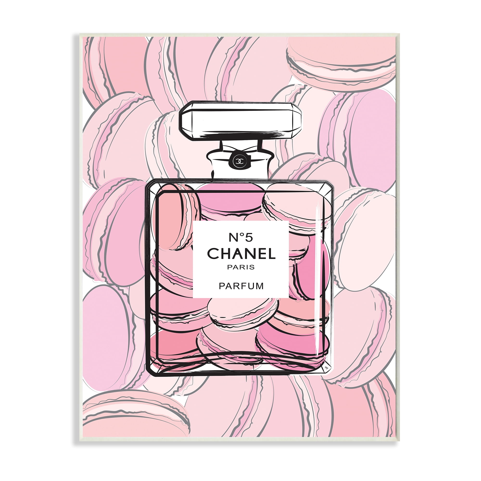 Stupell Industries Pink Macaron Dessert Perfume Fashion Bottle Food & Beverage Painting Wall Plaque Art Print Wall Art, 13 x 19