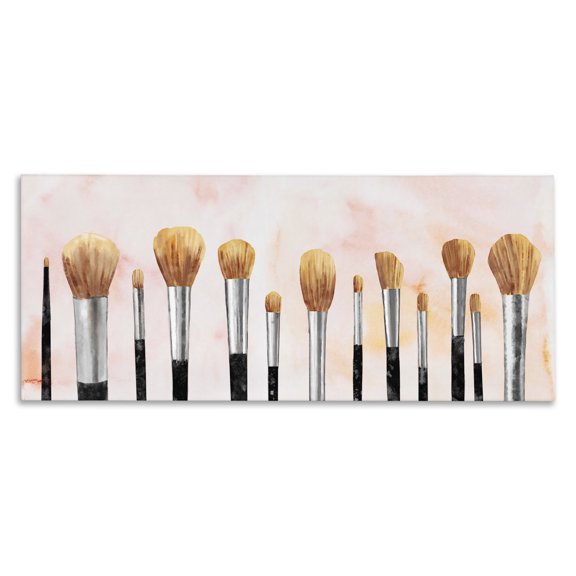 Stupell Industries Contemporary Pink Makeup Brush Collection Canvas Art, 40 x 17, by Ziwei Li