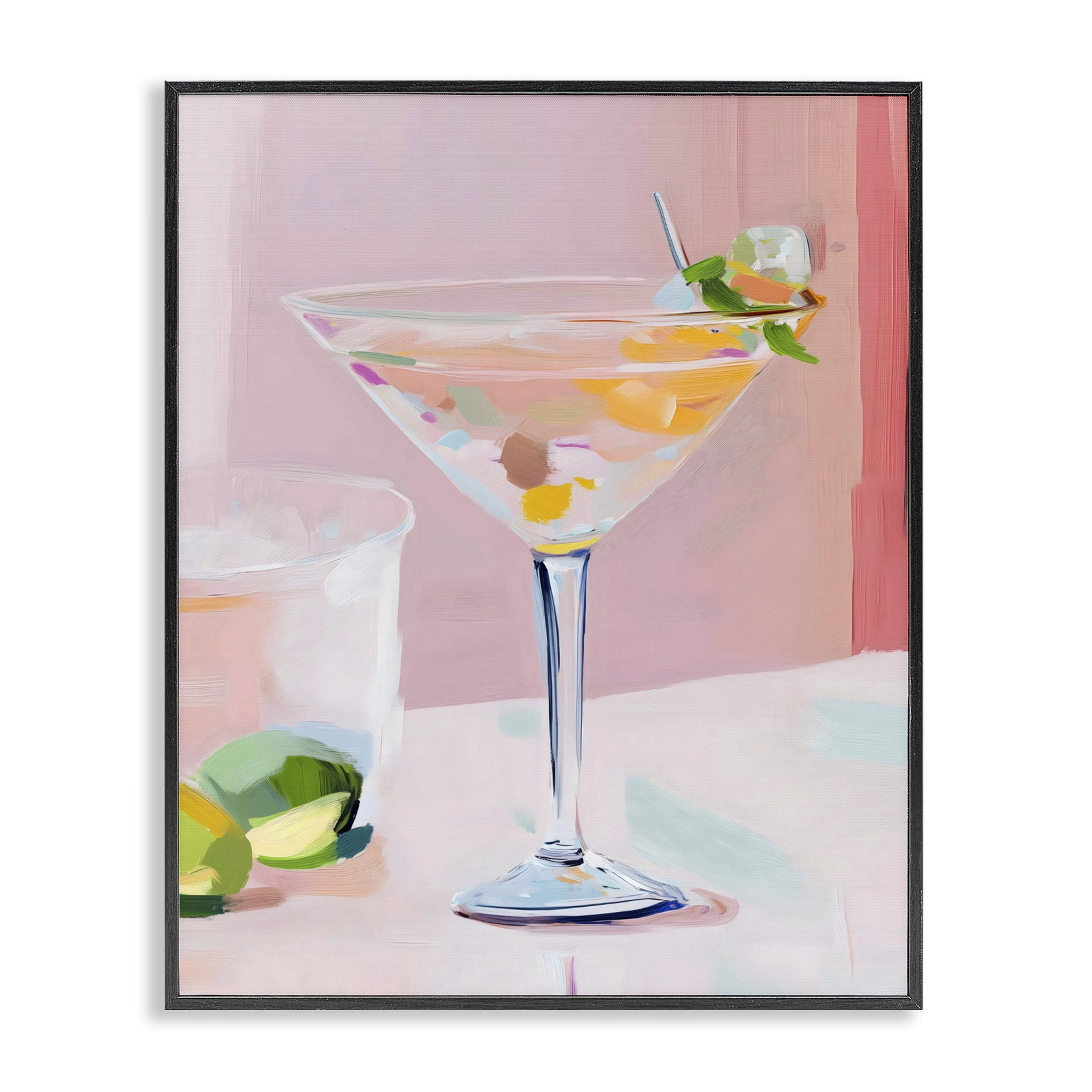 Stupell Industries Pink Martini Bar with Lime Black Framed Giclee Art, design by The Prints Vibe