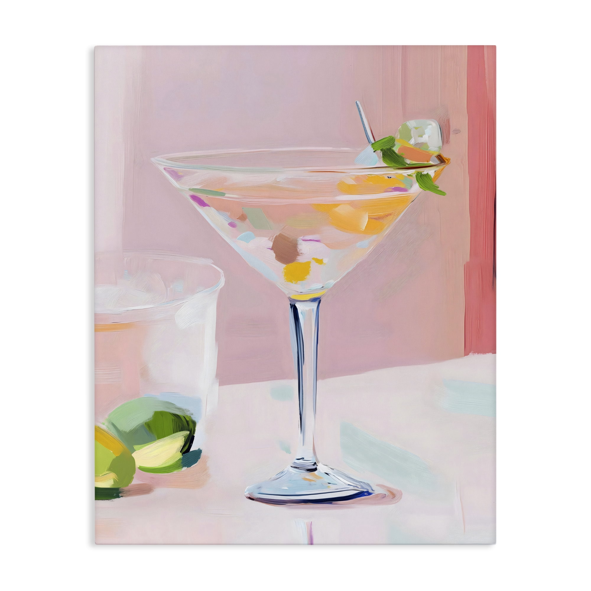 Stupell Industries Pink Martini Bar with Lime Canvas Wall Art, design by The Prints Vibe