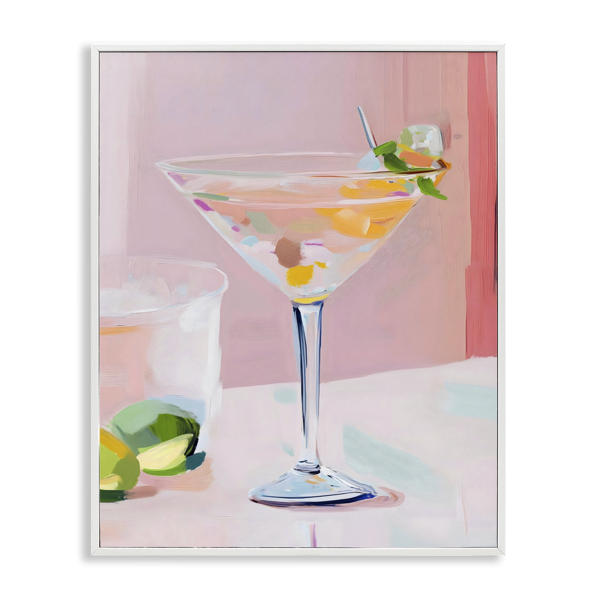 Stupell Industries Pink Martini Bar with Lime White Framed Giclee Art, design by The Prints Vibe