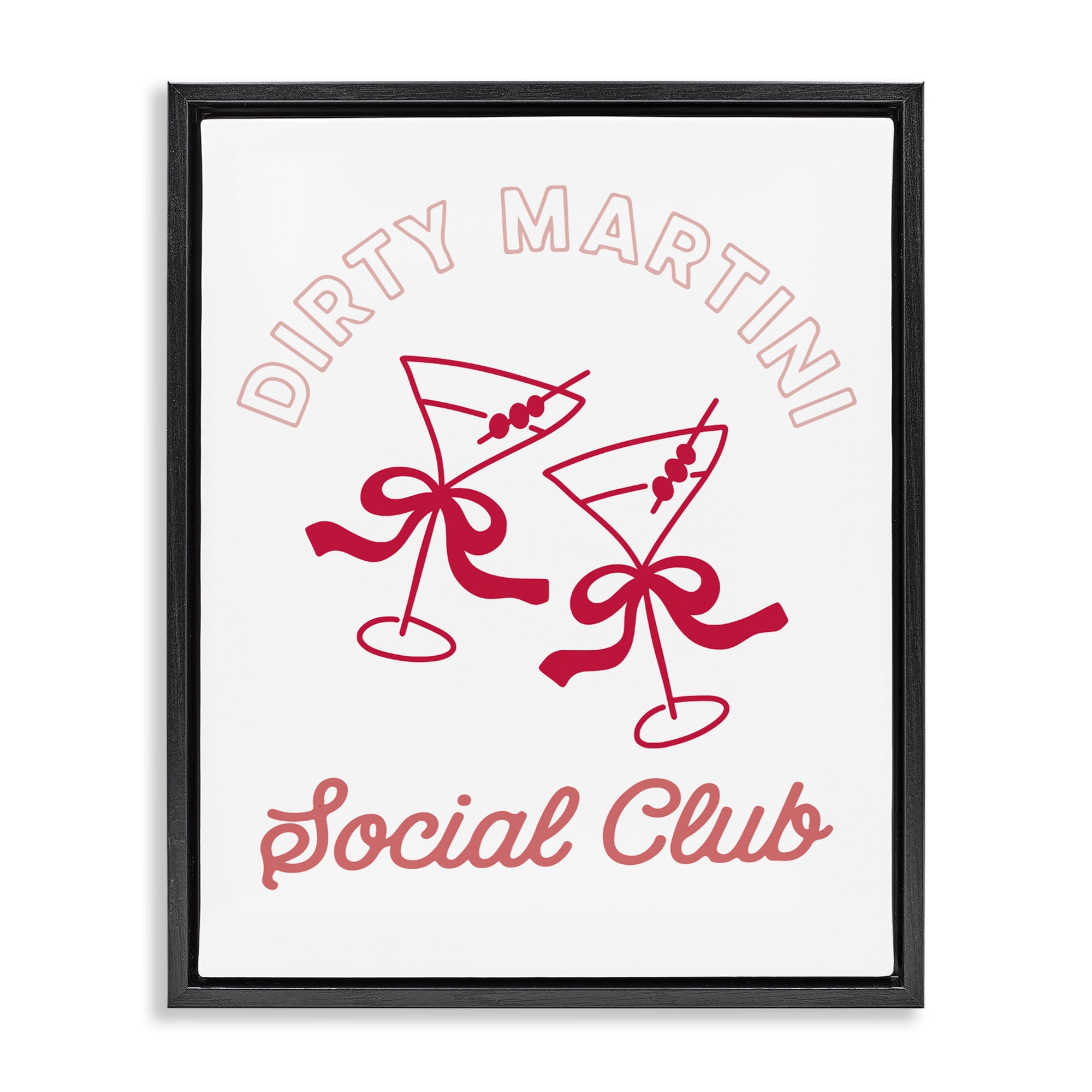 Stupell Industries Pink Martini Social Club Black Framed Floater Canvas Wall Art, design by Lettered and Lined