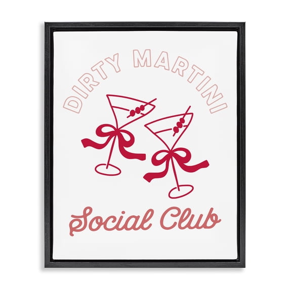 Stupell Industries Eclectic Pink Martini Social Club Black Floating Frame Canvas Art, 17 x 21, by Lettered and Lined