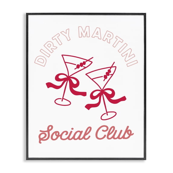 Stupell Industries Eclectic Pink Martini Social Club Black Framed Giclee Art, 11 x 14, by Lettered and Lined