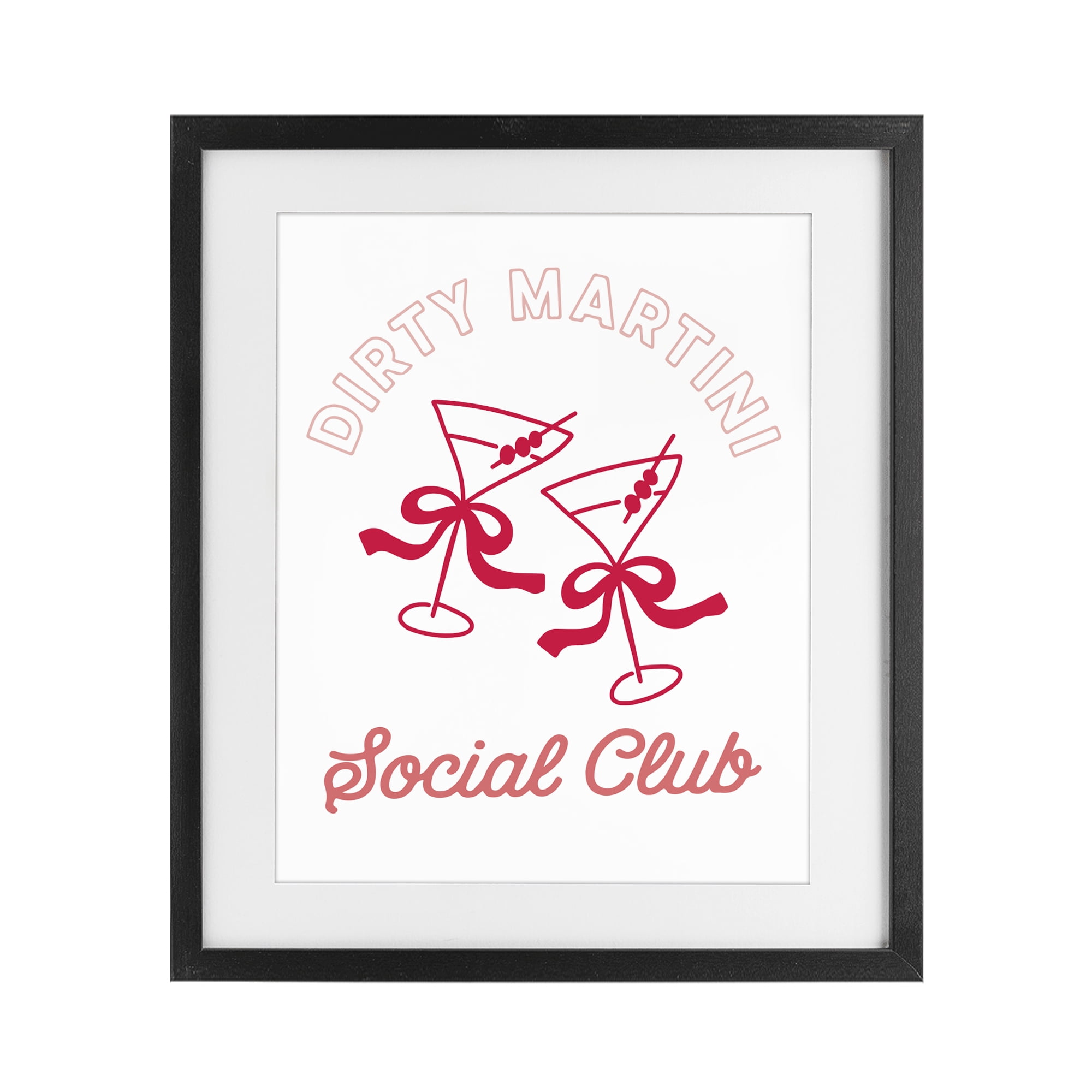 Stupell Industries Pink Martini Social Club Black Framed Print Under Glass, design by Lettered and Lined