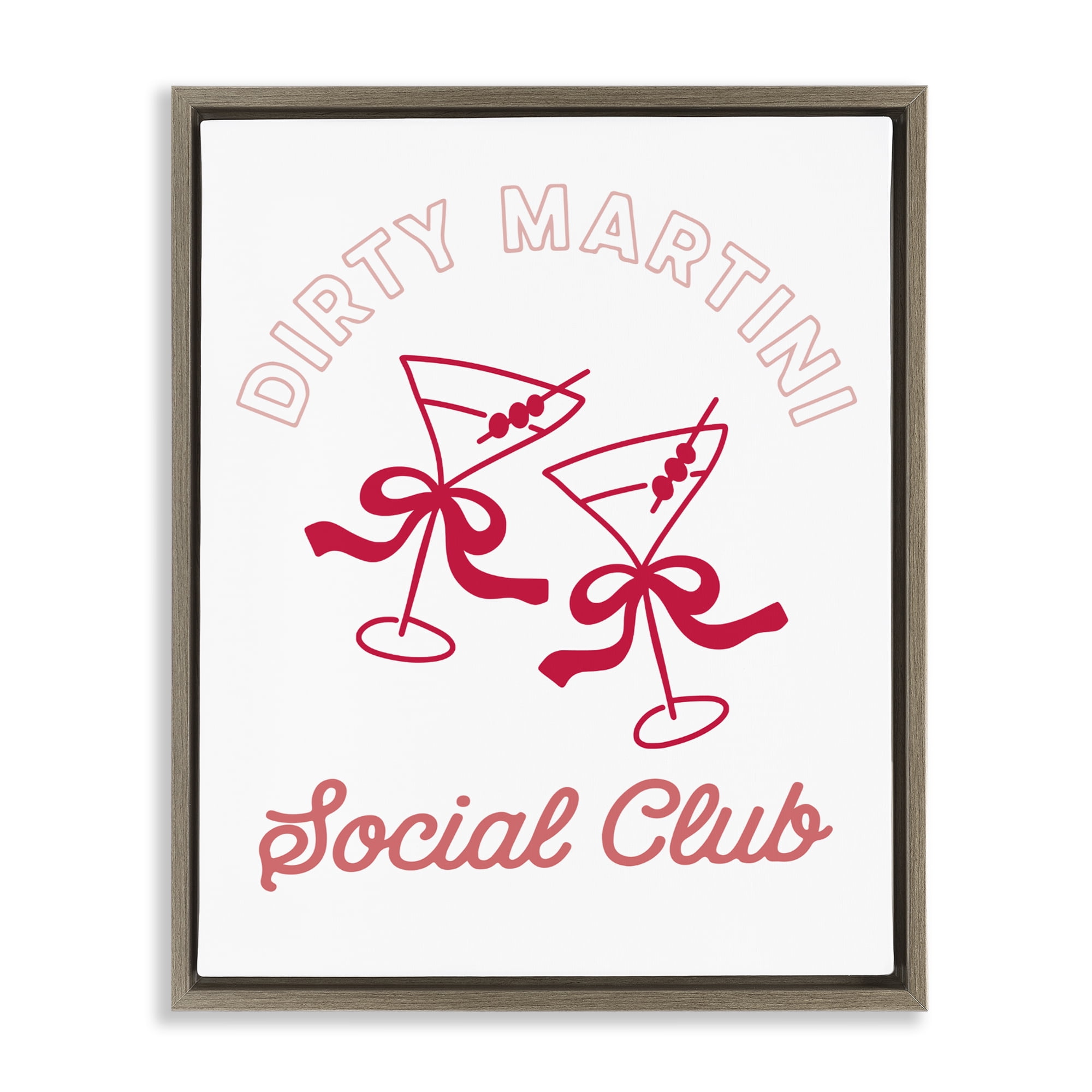 Stupell Industries Pink Martini Social Club Brown Framed Floater Canvas Wall Art, design by Lettered and Lined