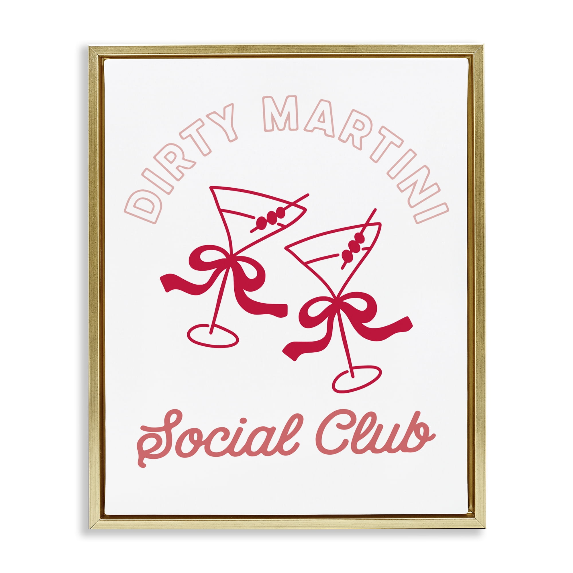 Stupell Industries Pink Martini Social Club Gold Framed Floater Canvas Wall Art, design by Lettered and Lined
