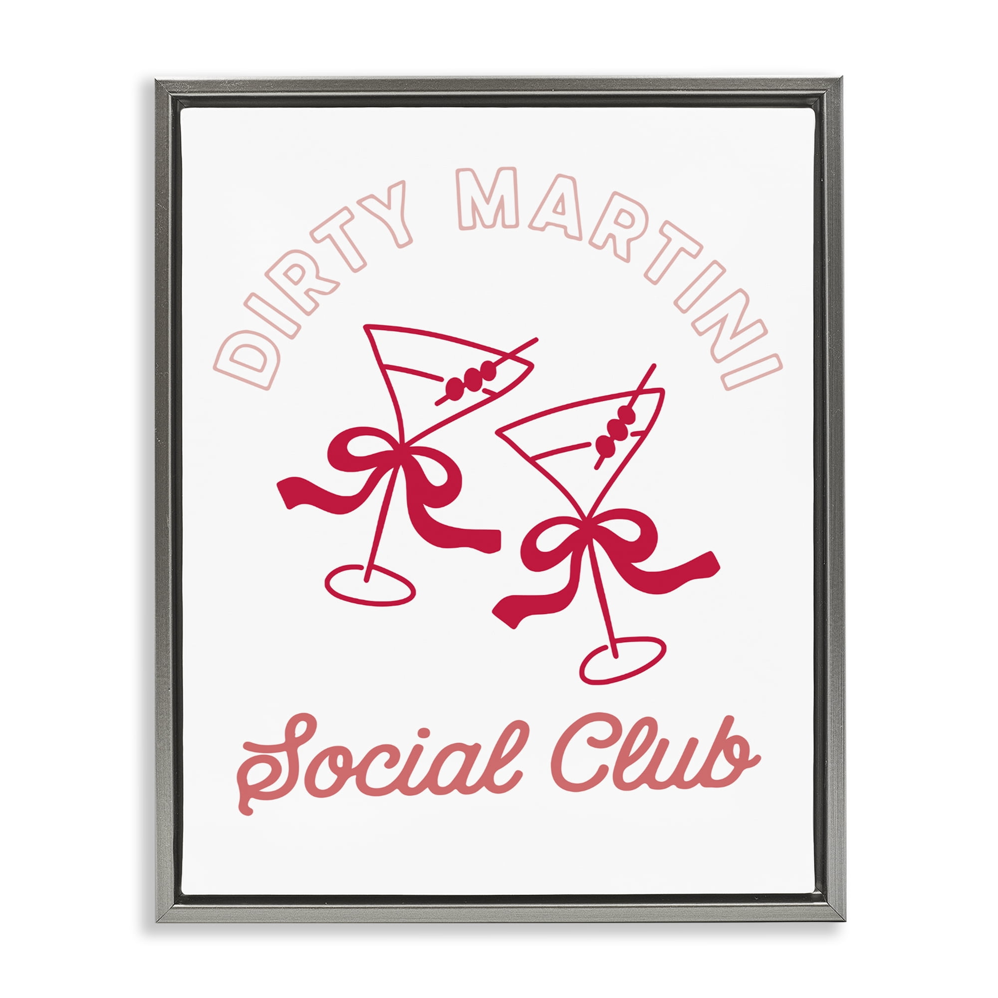 Stupell Industries Pink Martini Social Club Gray Framed Floater Canvas Wall Art, design by Lettered and Lined