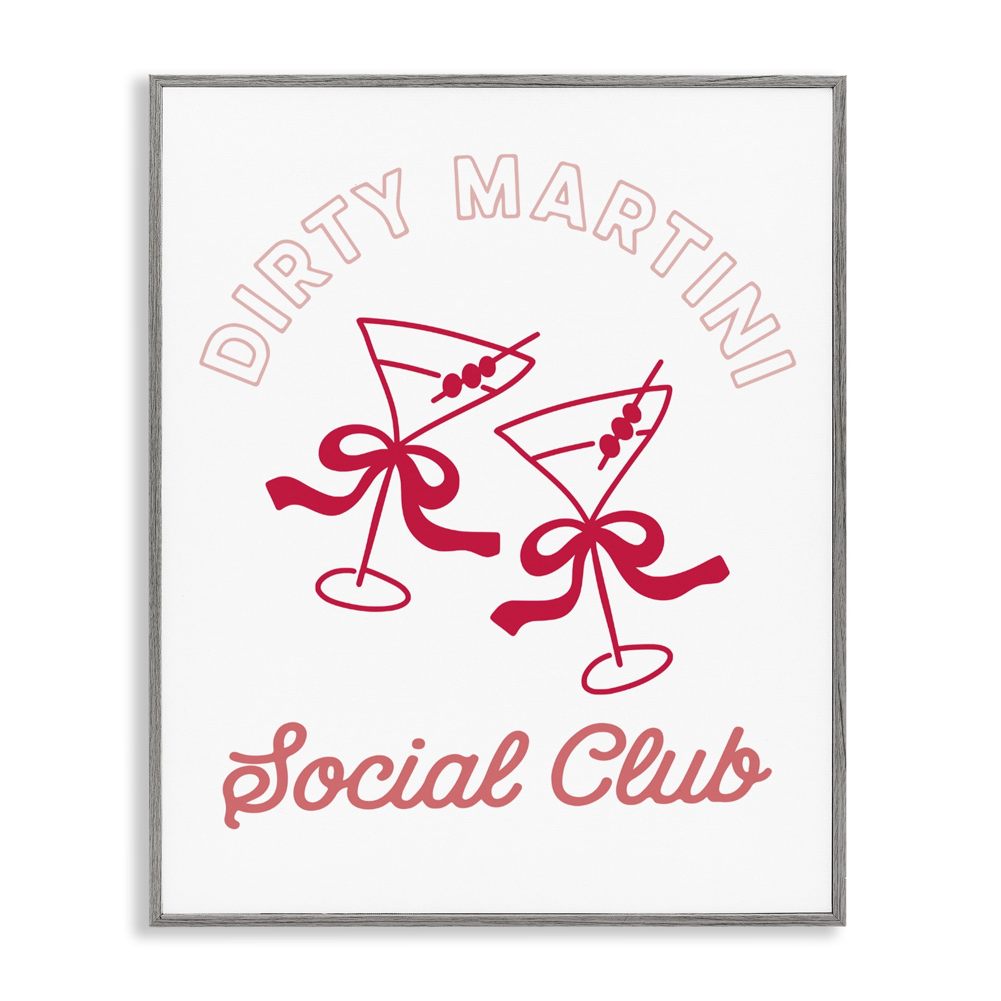 Stupell Industries Pink Martini Social Club Gray Framed Giclee Art, design by Lettered and Lined