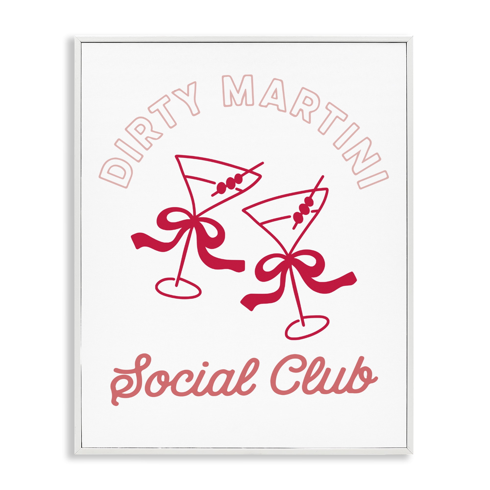 Stupell Industries Pink Martini Social Club White Framed Giclee Art, design by Lettered and Lined
