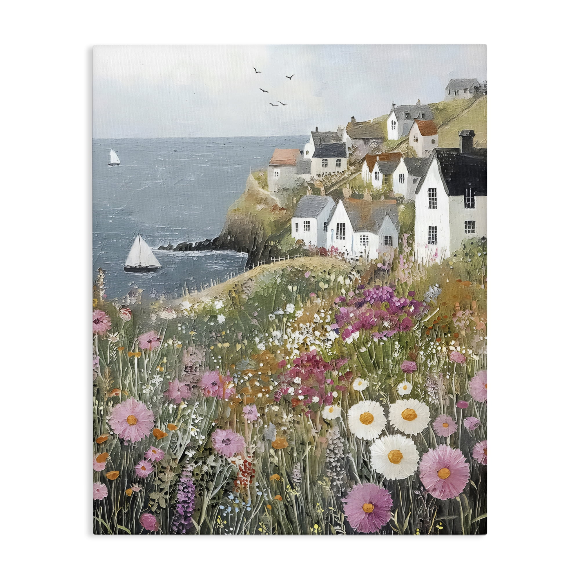Stupell Industries Pink Meadow Overlooking Sailboats Canvas Wall Art, design by Riley B