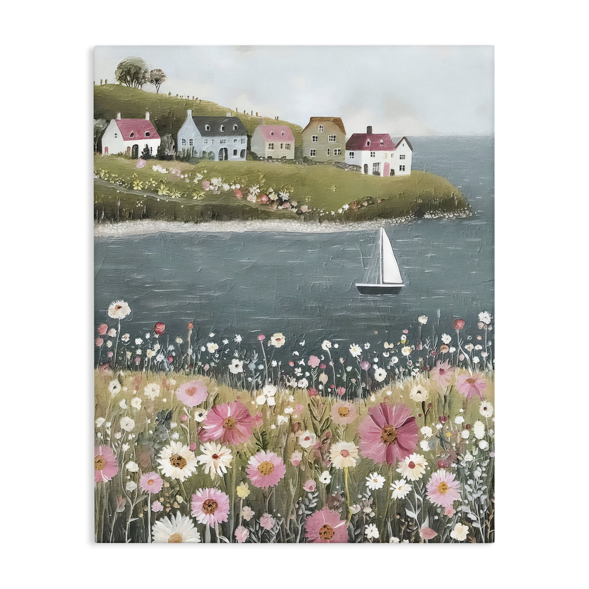 Stupell Industries Pink Meadow & Sailboats Canvas Wall Art, design by Riley B